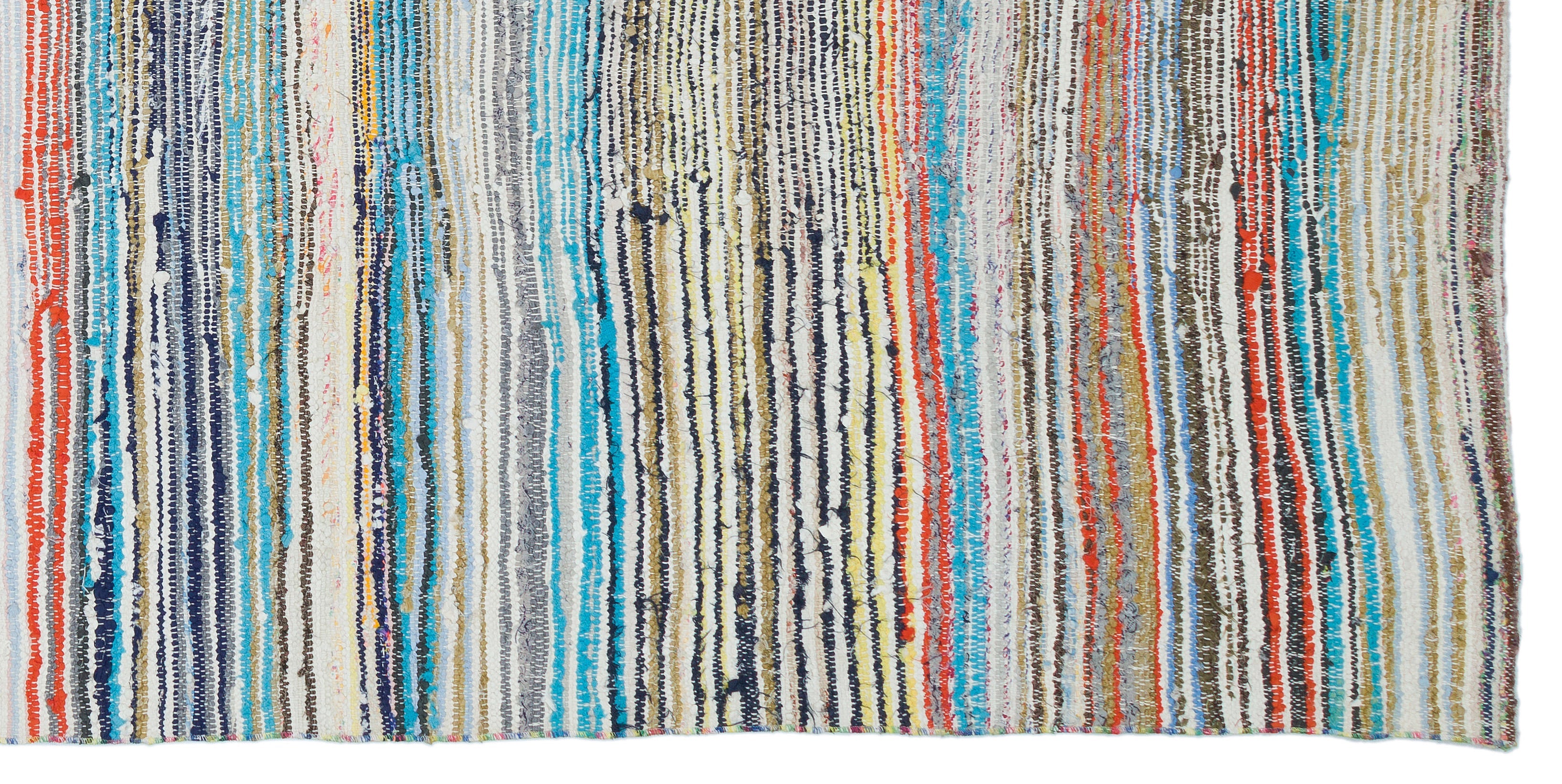 Girit Beige Striped Wool Handmade Area Rug 6'0" x 7'11"