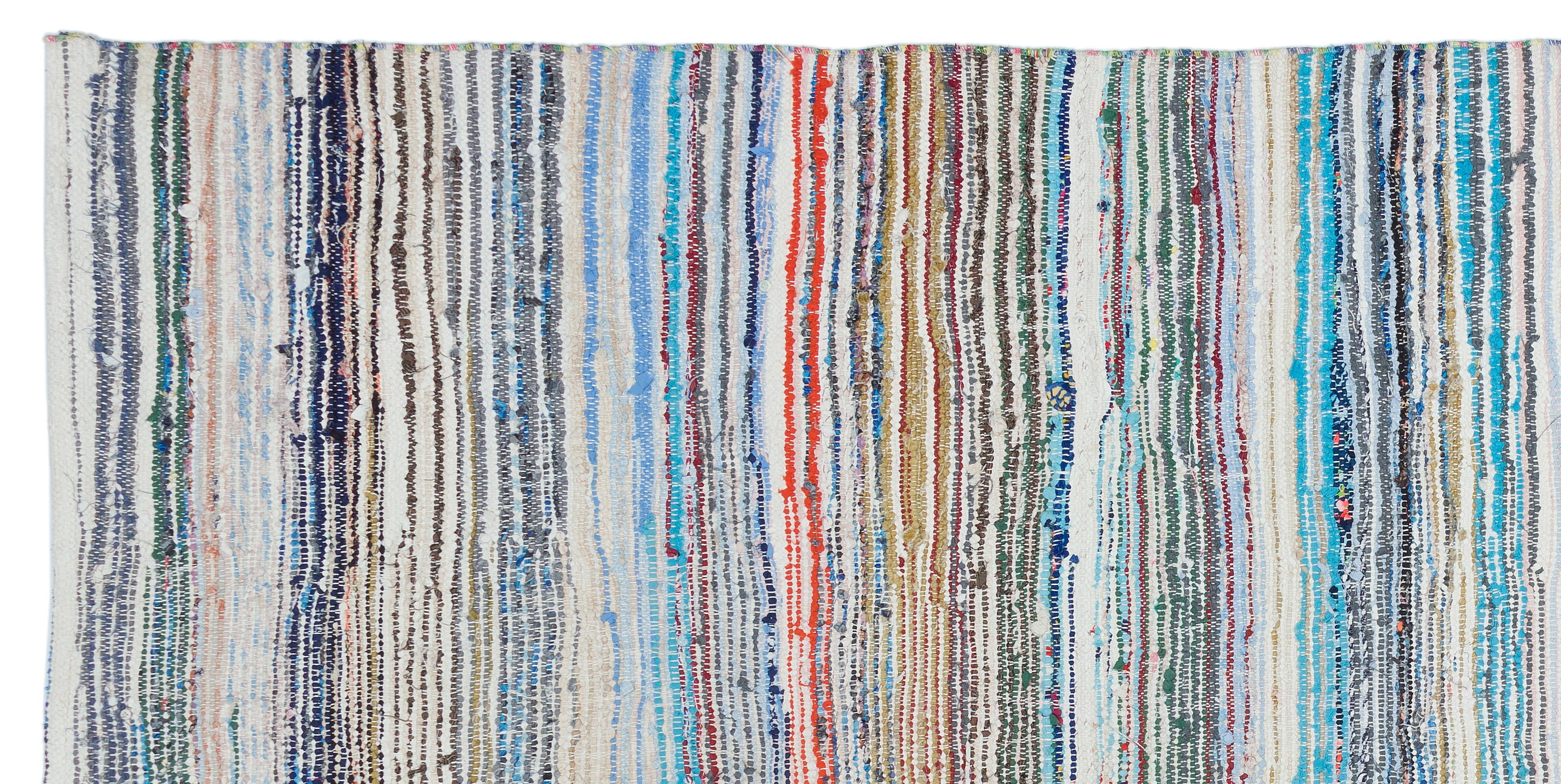 Girit Beige Striped Wool Handmade Area Rug 6'0" x 7'11"