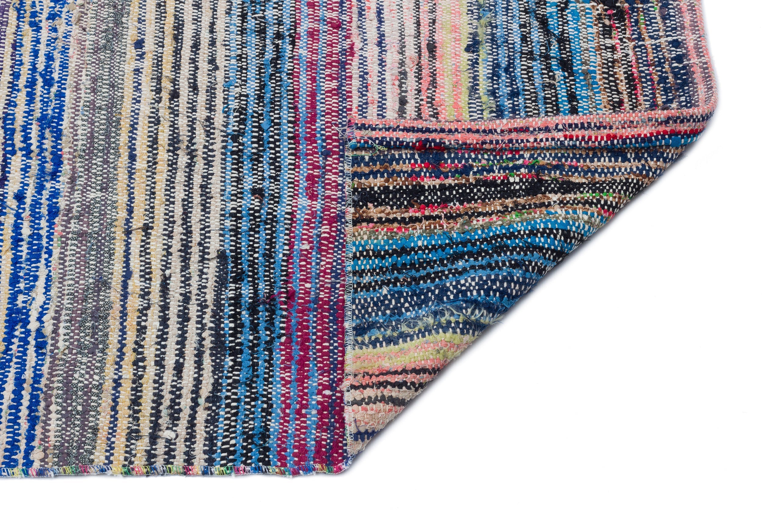 Girit Beige Striped Wool Handmade Area Rug 5'3" x 8'8"