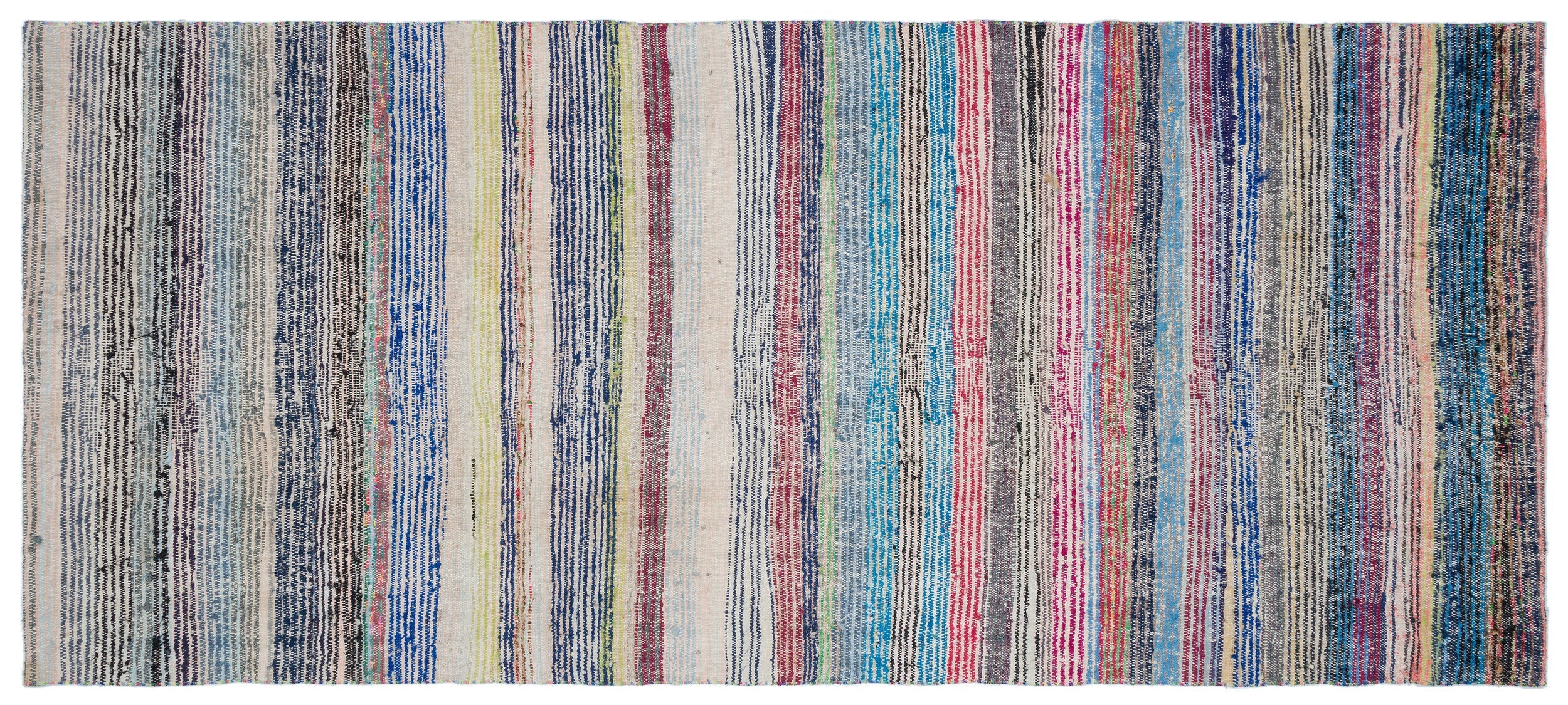 Girit Beige Striped Wool Handmade Area Rug 5'3" x 8'8"