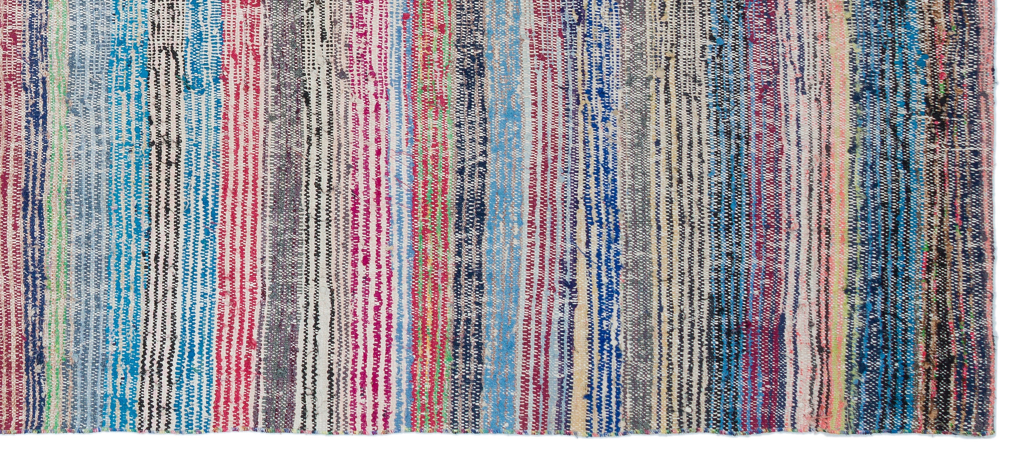Girit Beige Striped Wool Handmade Area Rug 5'3" x 8'8"