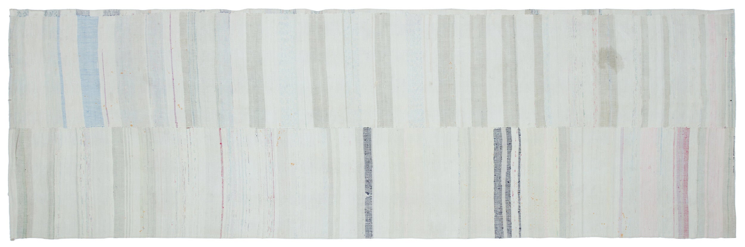 Girit Beige Striped Wool Handmade Area Rug 4'1" x 12'10"