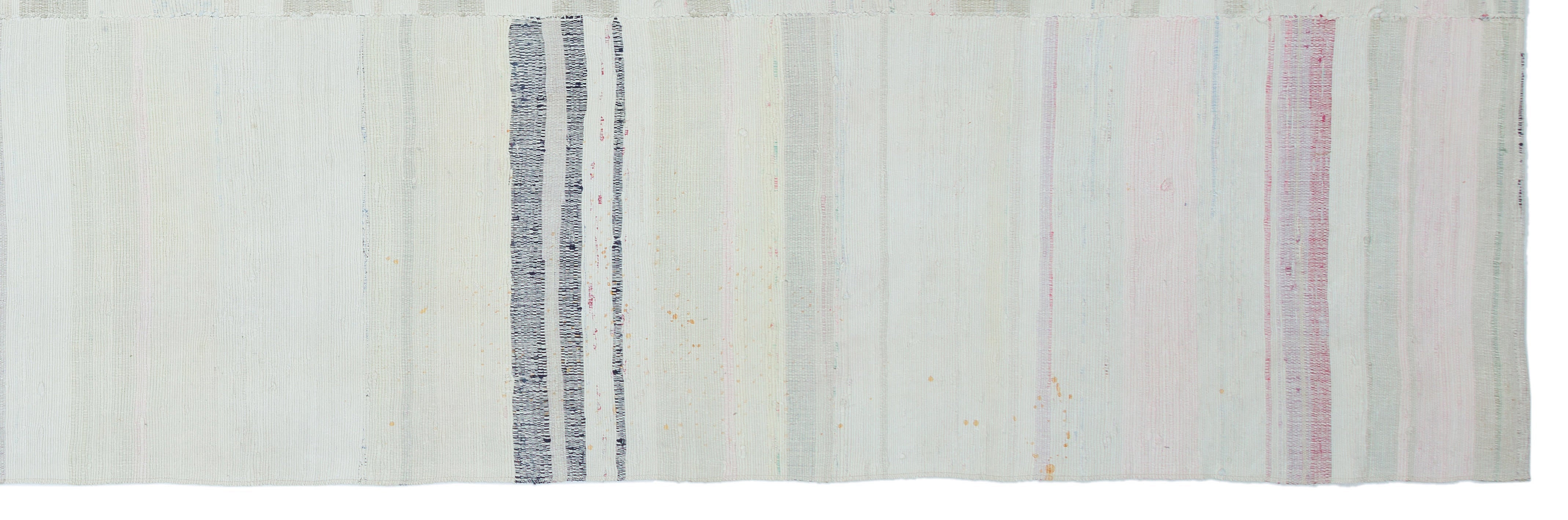 Girit Beige Striped Wool Handmade Area Rug 4'1" x 12'10"