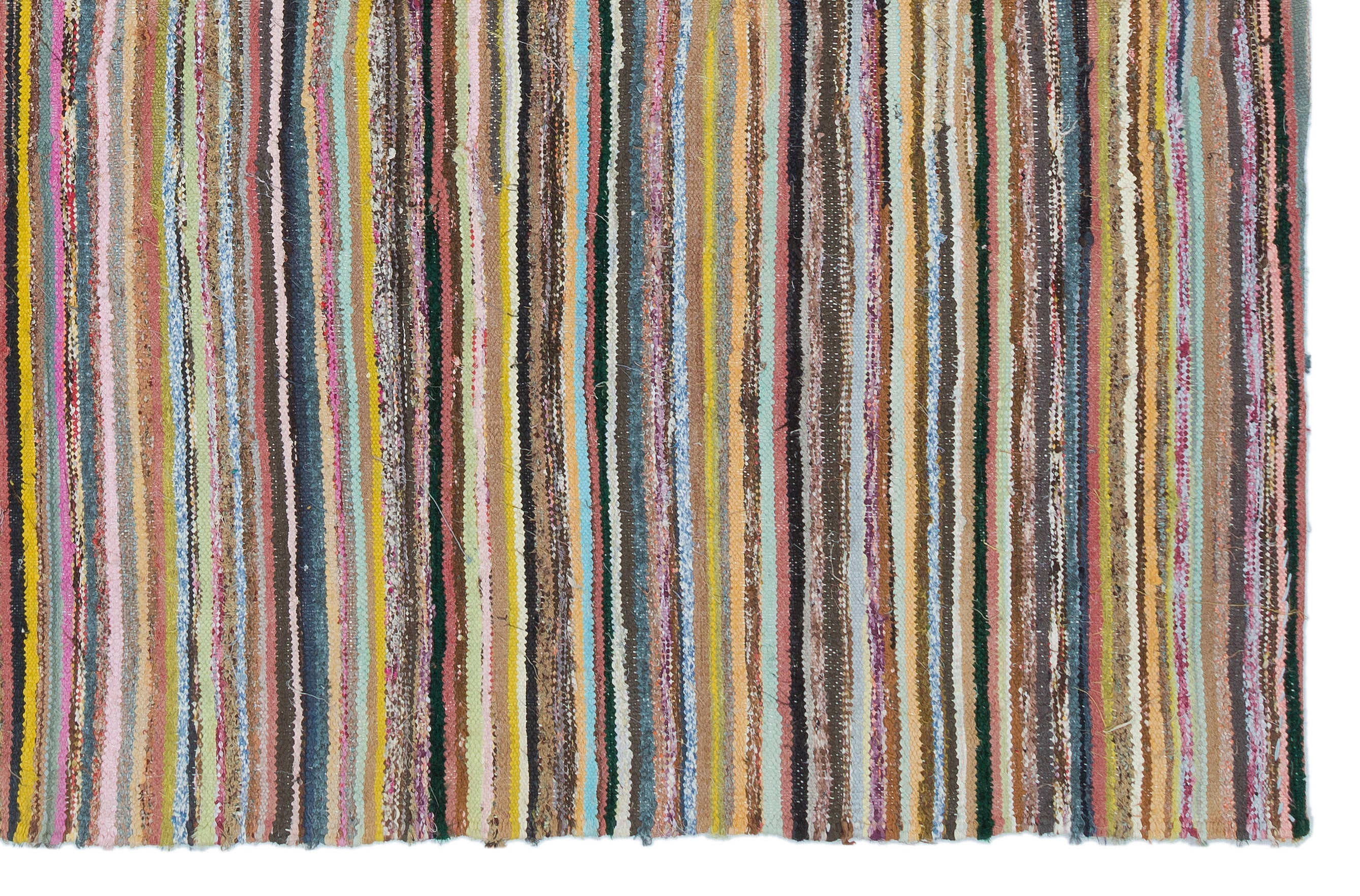 Girit 31951 Beige Striped Wool Handmade Area Rug 5'1" x 7'10"