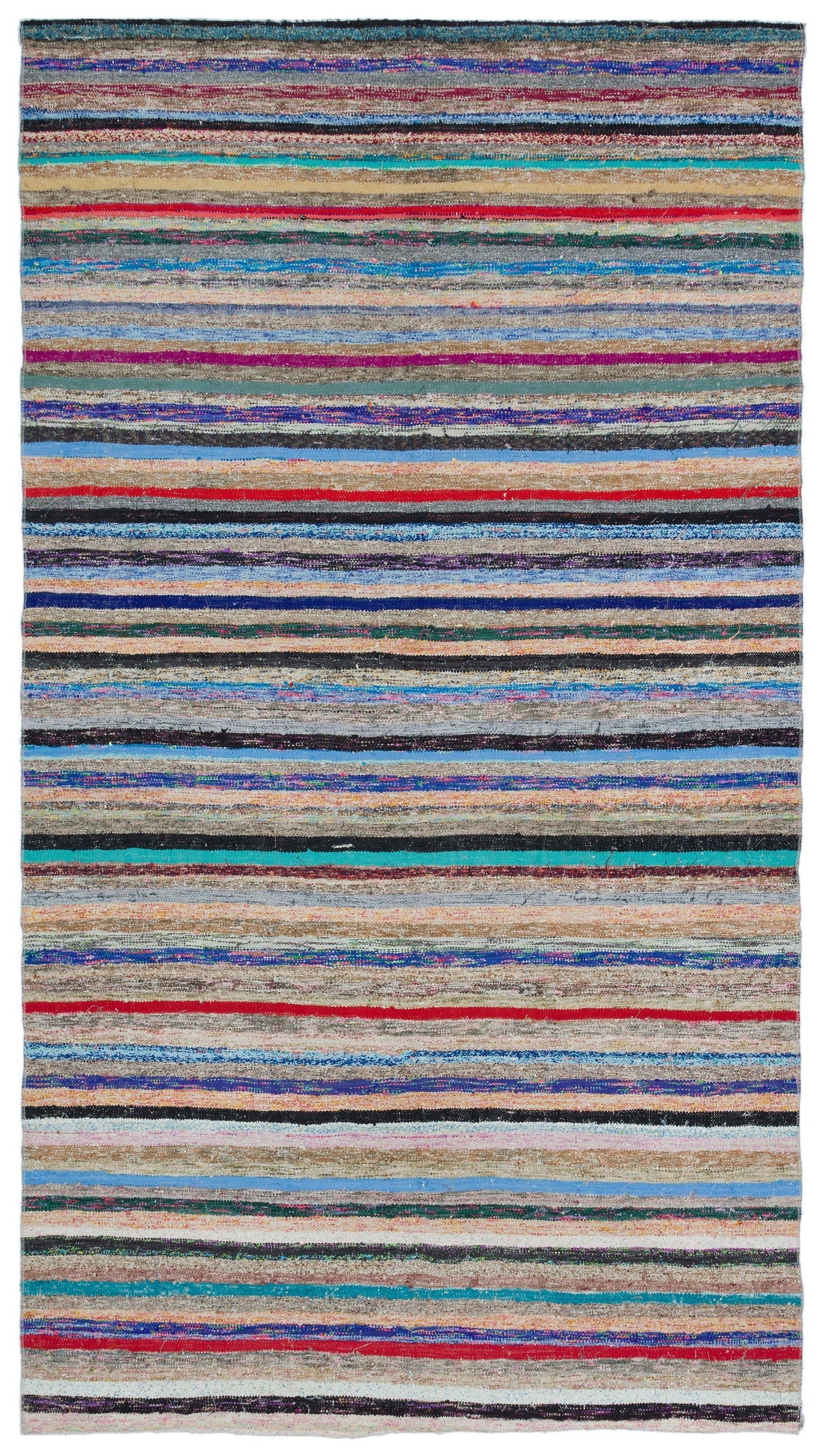 Girit 31952 Multy Striped Wool Handmade Area Rug 5'3" x 9'5"