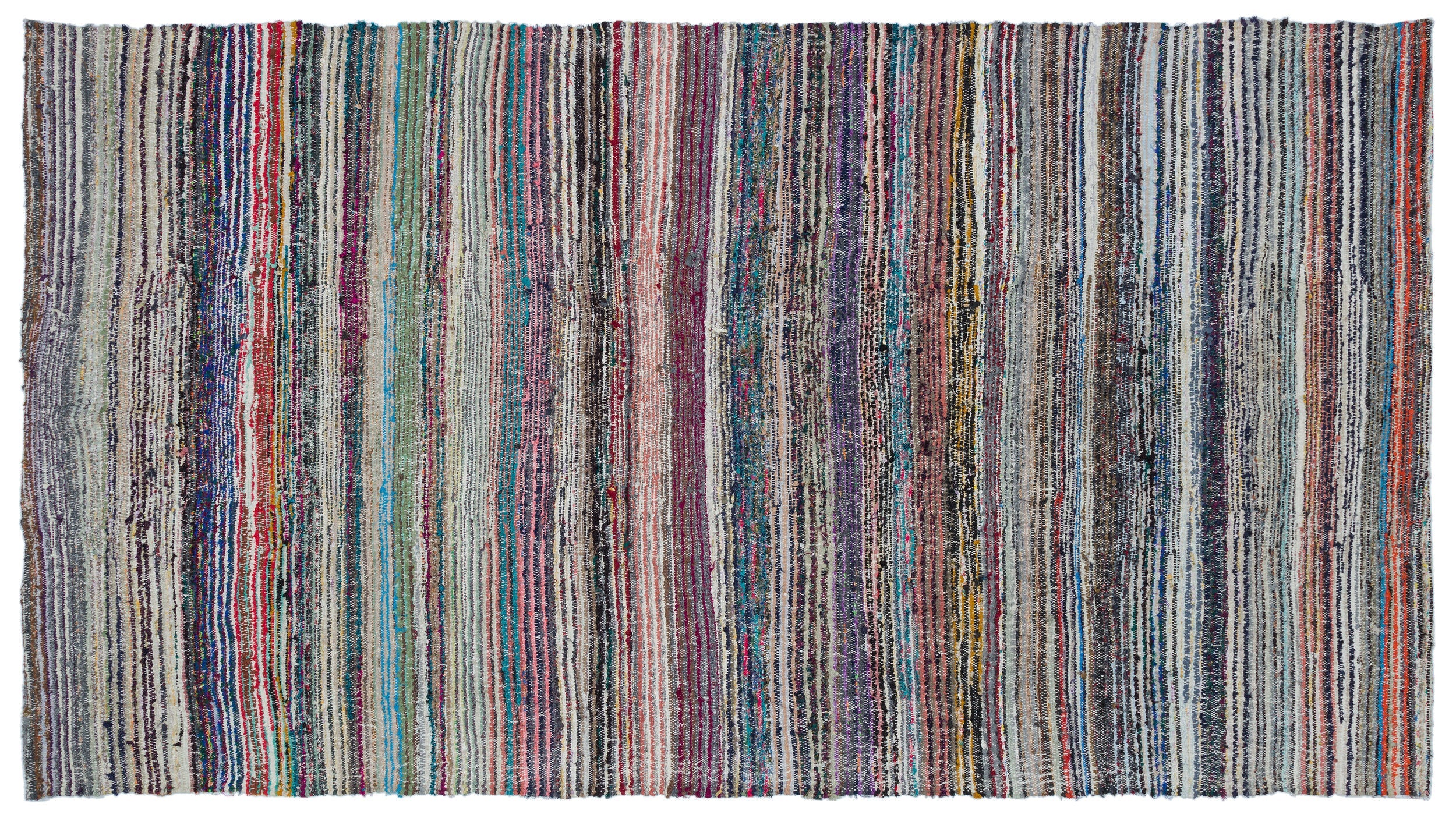 Girit Beige Striped Wool Handmade Area Rug 5'8" x 9'5"