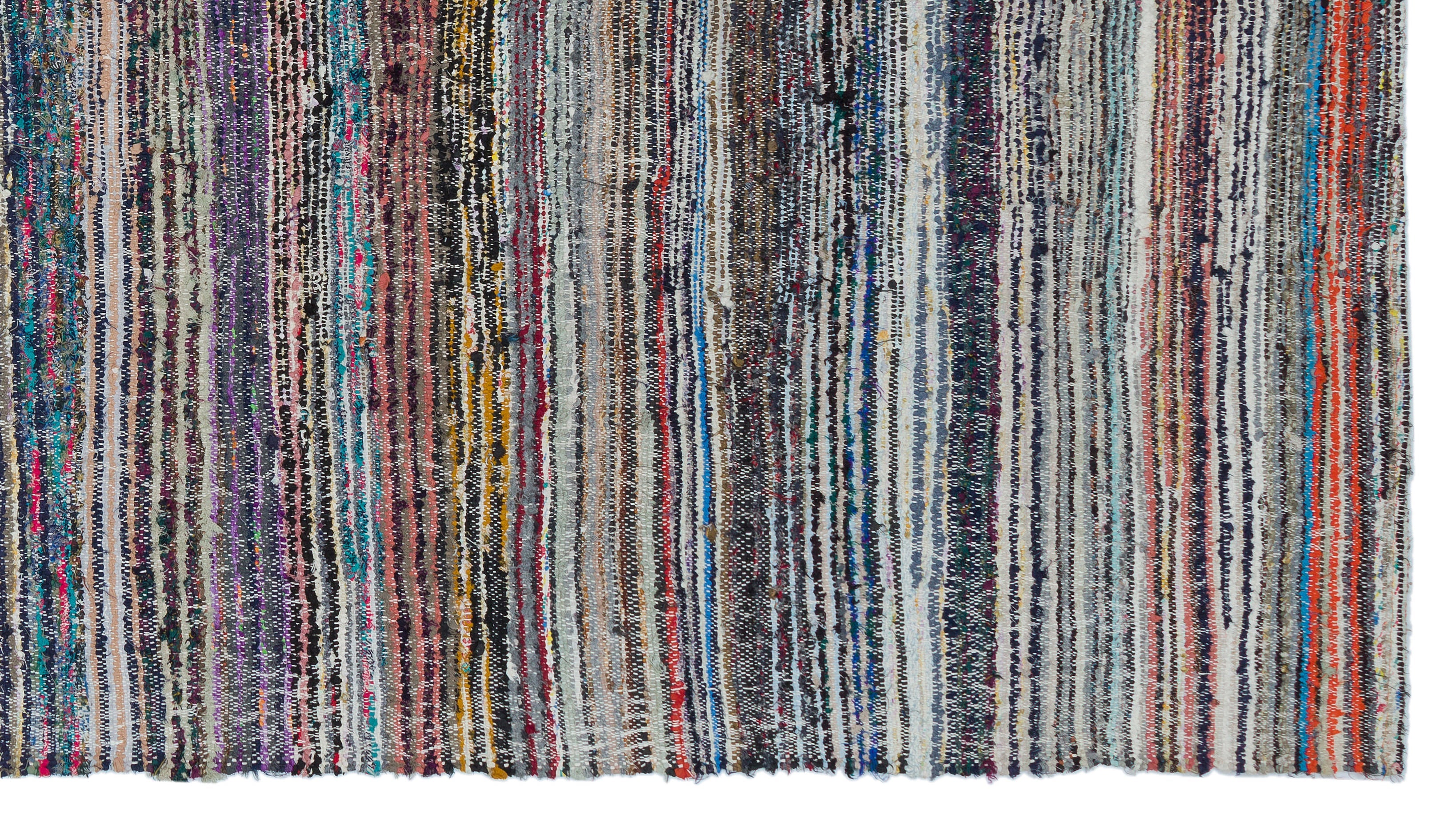 Girit Beige Striped Wool Handmade Area Rug 5'8" x 9'5"