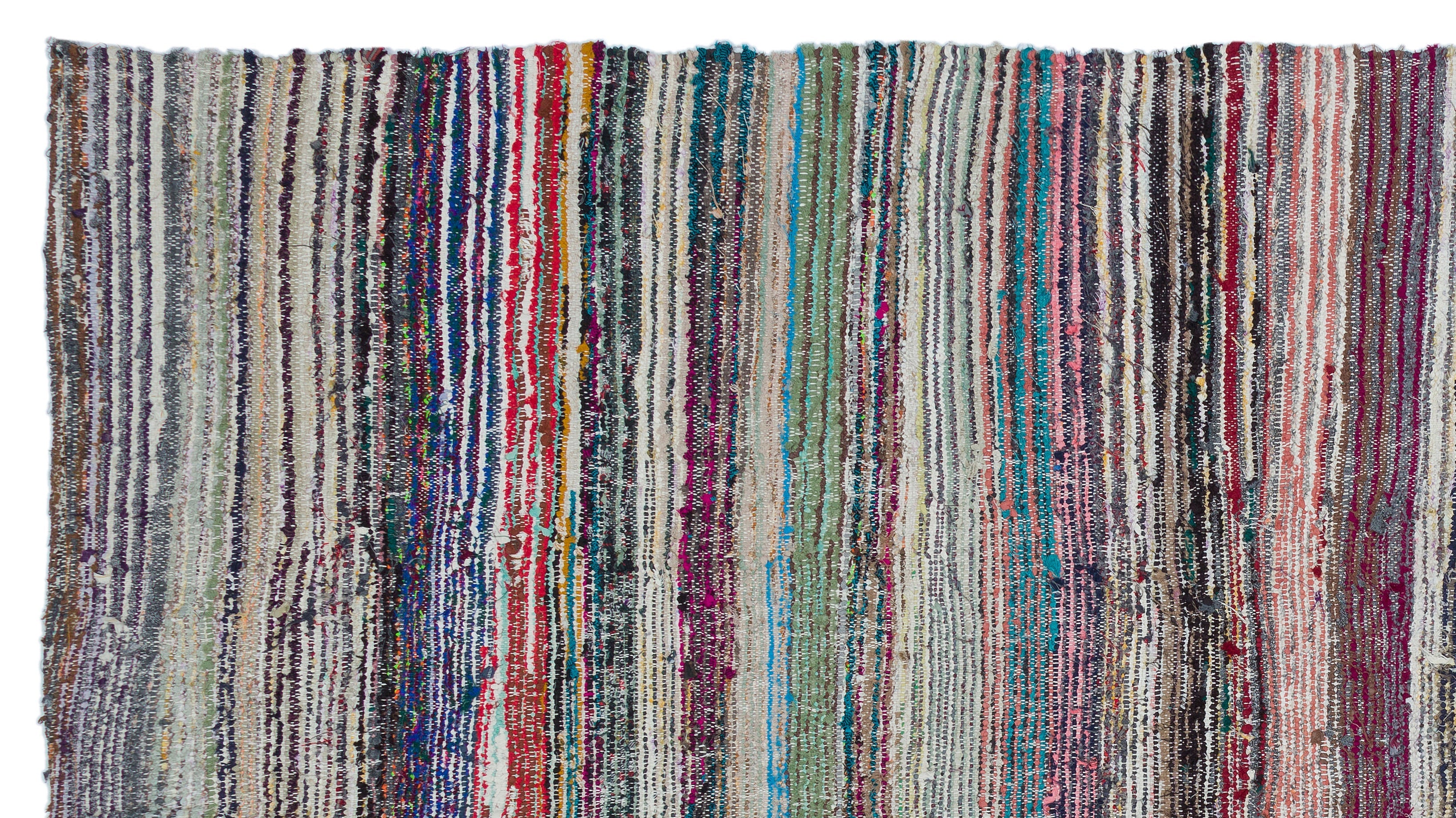 Girit Beige Striped Wool Handmade Area Rug 5'8" x 9'5"