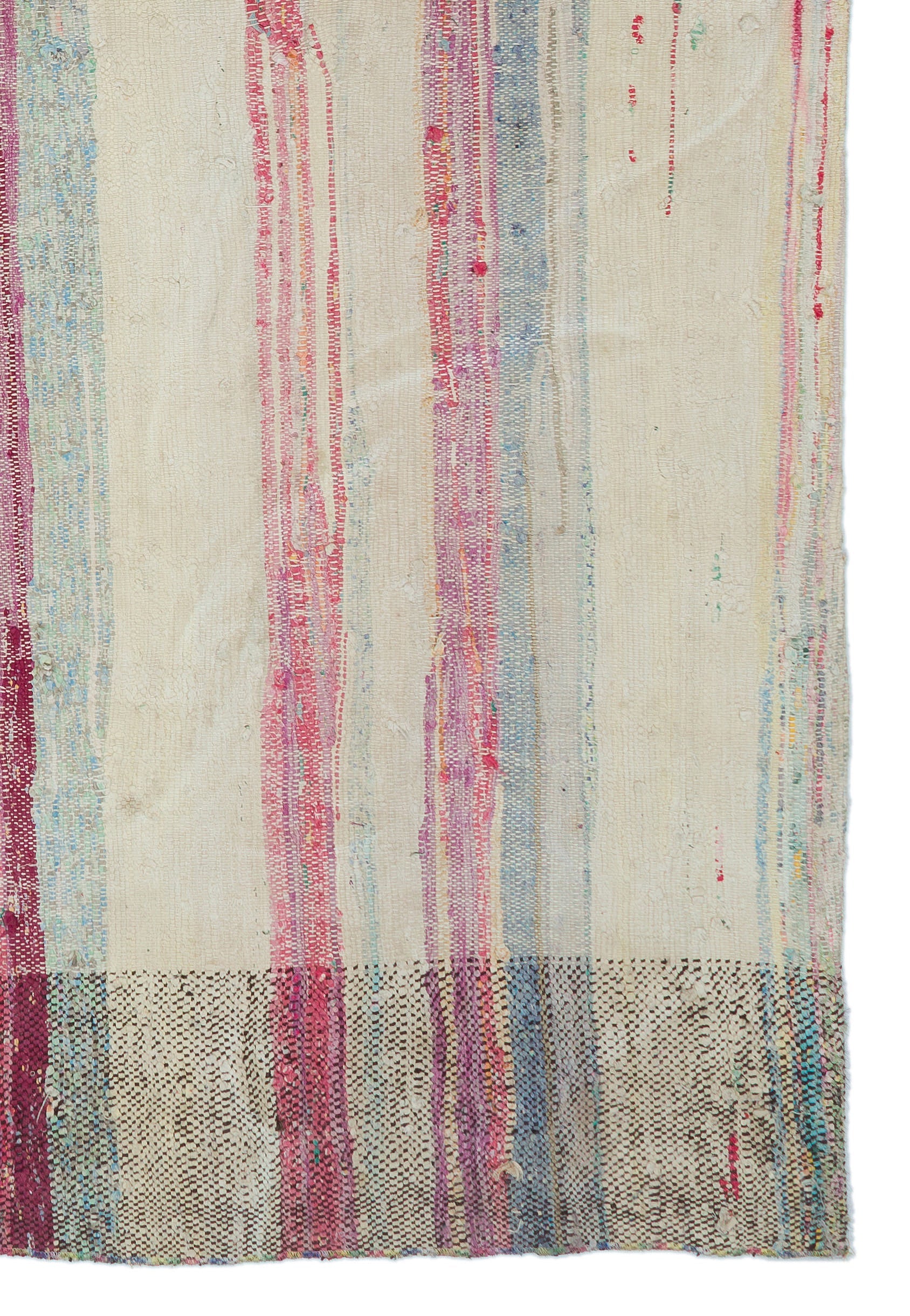 Girit Beige Striped Wool Handmade Area Rug 7'3" x 5'0"
