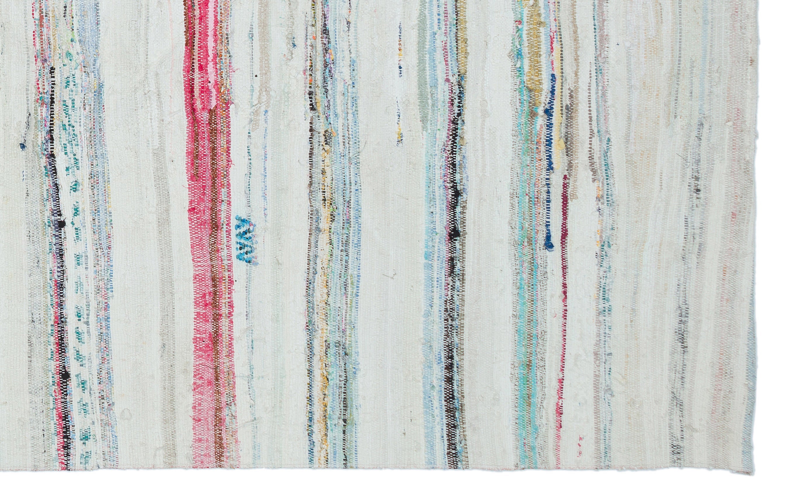Girit Beige Striped Wool Handmade Area Rug 4'11" x 8'0"