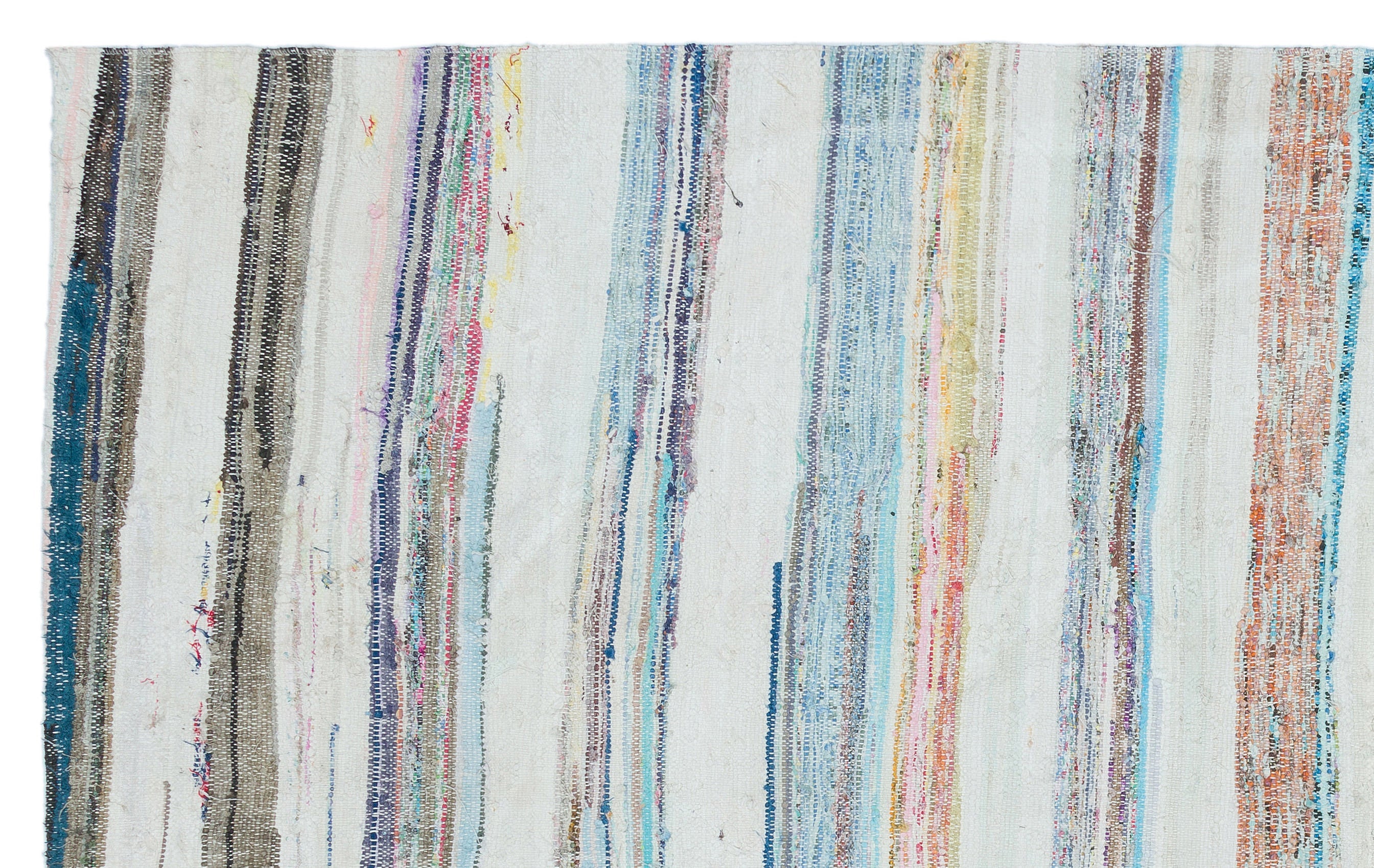 Girit Beige Striped Wool Handmade Area Rug 4'11" x 8'0"