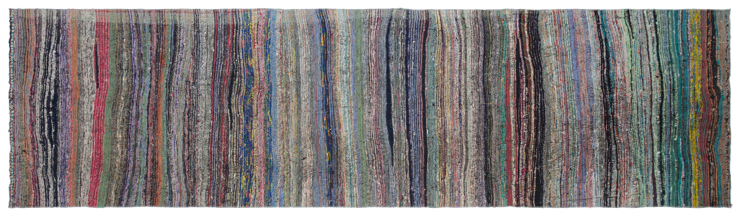Girit Beige Striped Wool Handmade Area Rug 5'7" x 7'9"
