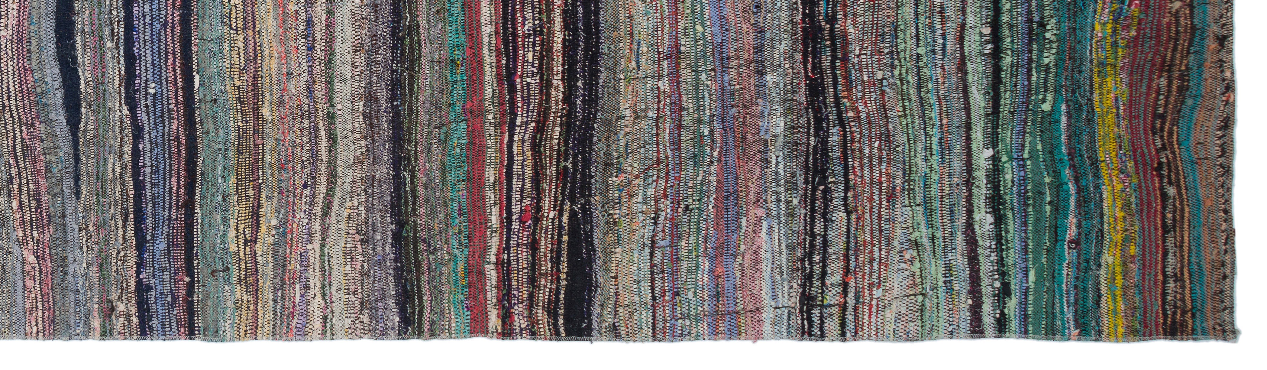 Girit Beige Striped Wool Handmade Area Rug 5'7" x 7'9"