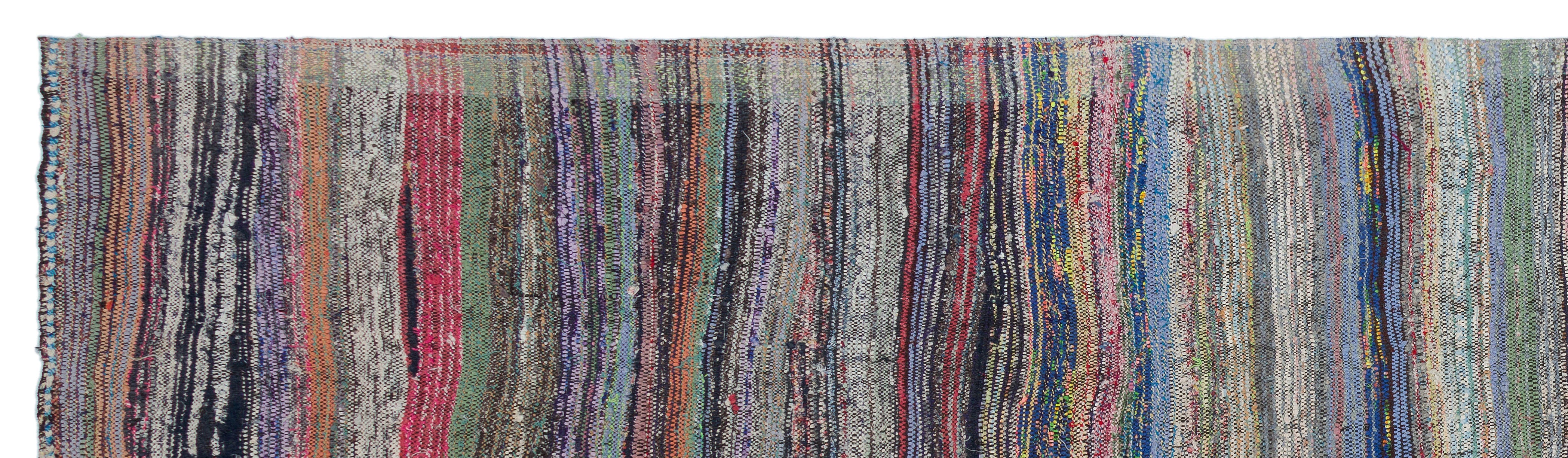 Girit Beige Striped Wool Handmade Area Rug 5'7" x 7'9"