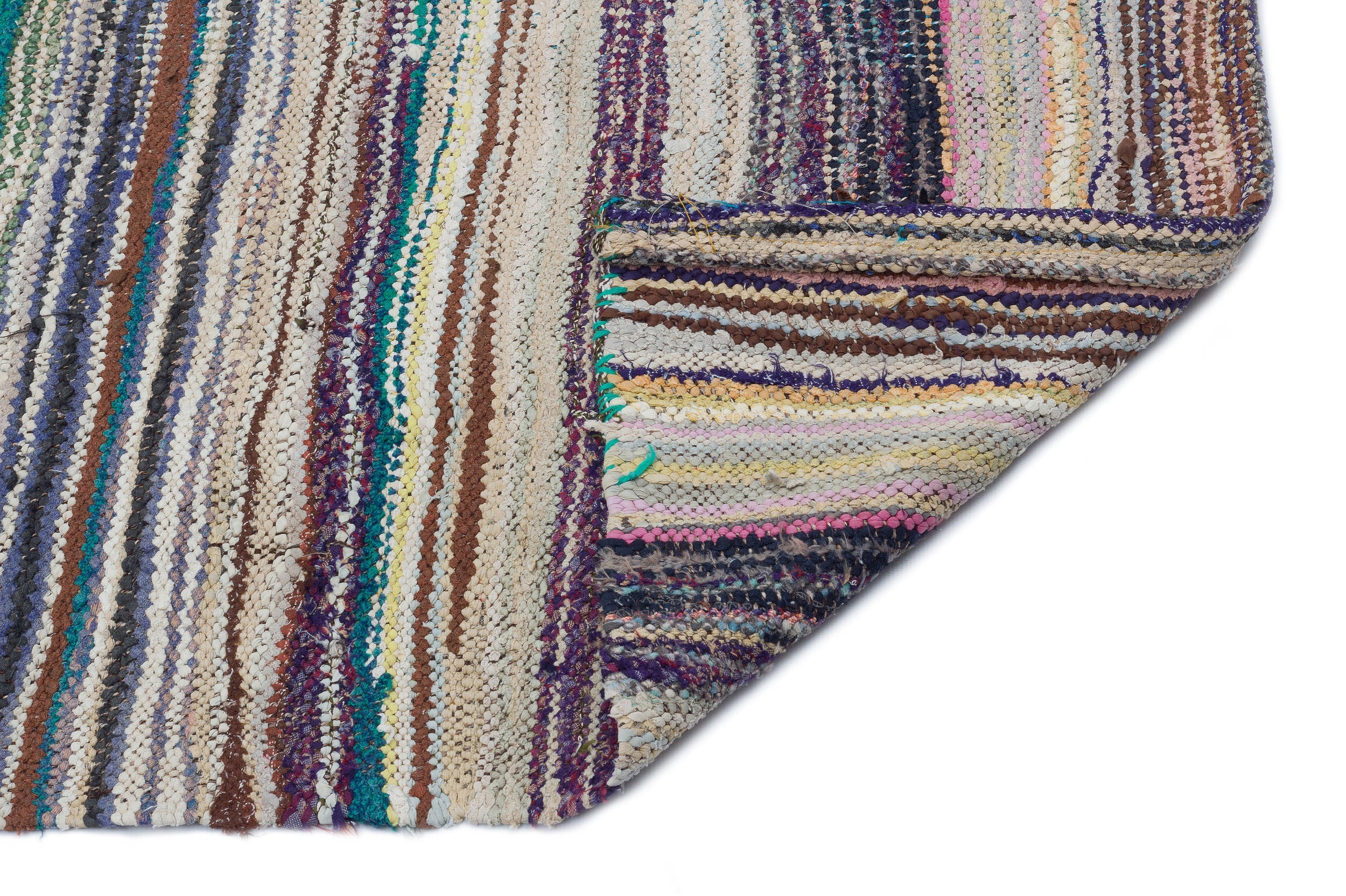 Girit 31959 Beige Striped Wool Handmade Area Rug 5'1" x 9'6"
