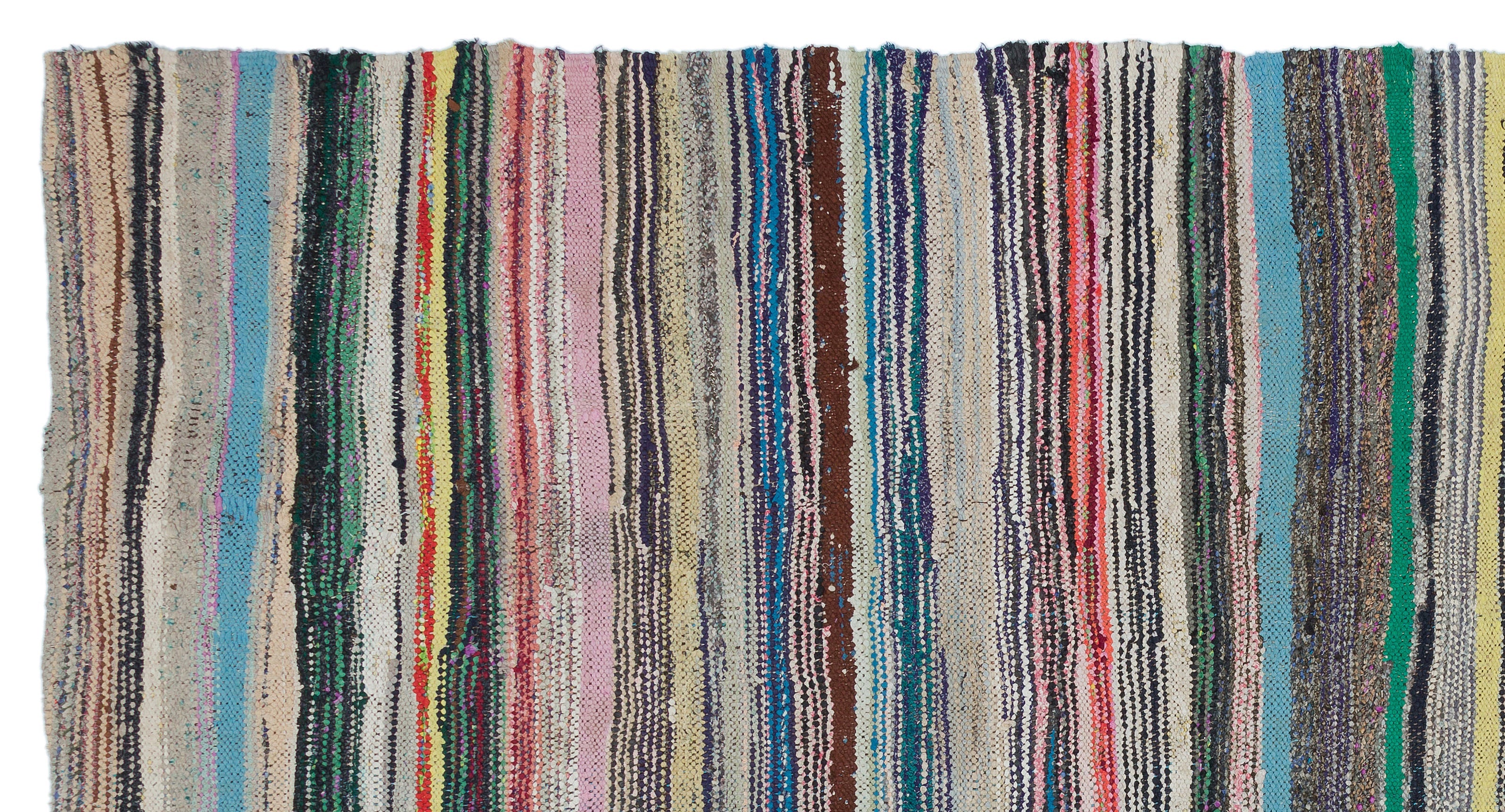 Girit 31959 Beige Striped Wool Handmade Area Rug 5'1" x 9'6"