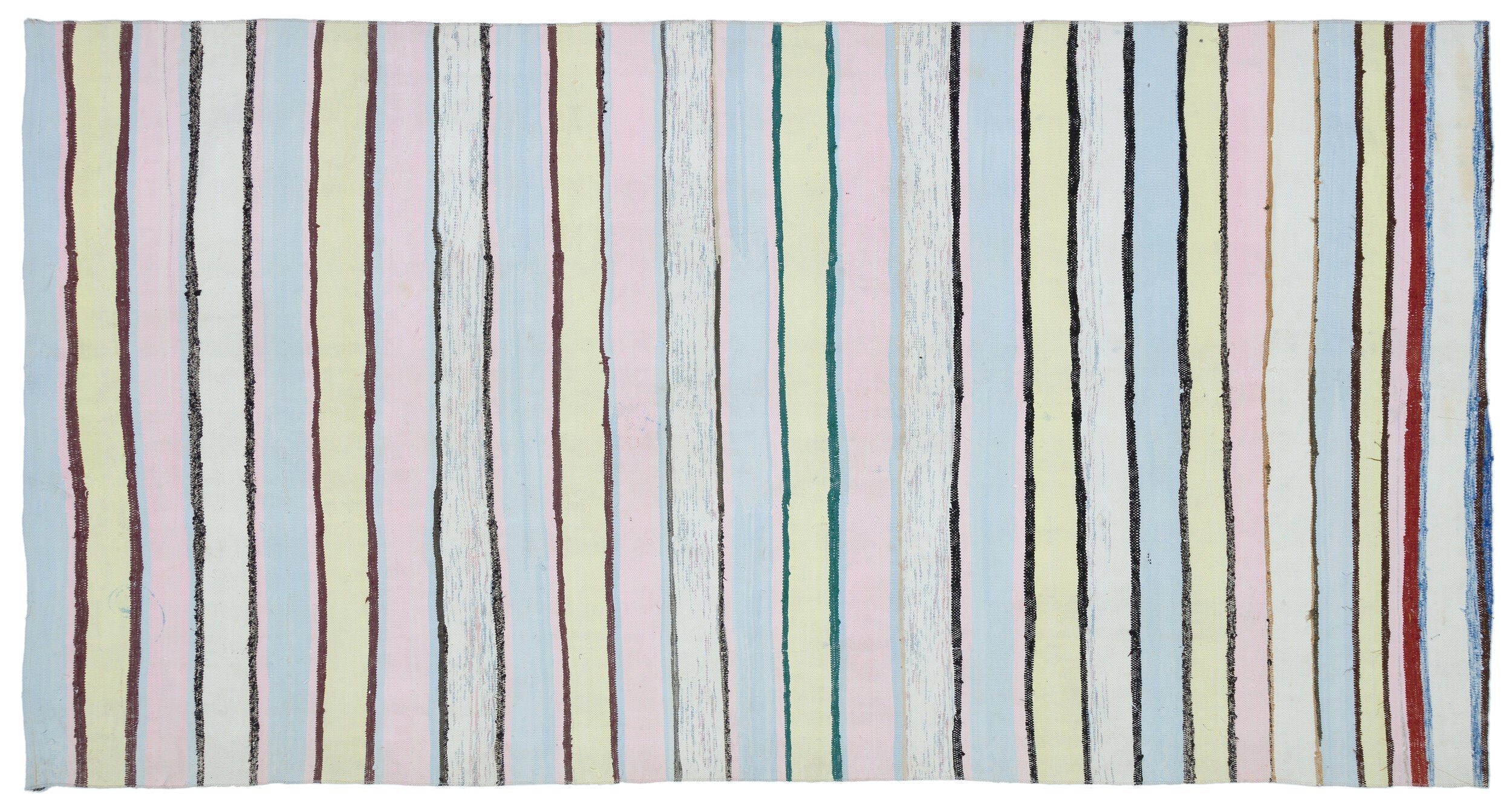 Girit 31961 Beige Striped Wool Handmade Area Rug 5'10" x 9'4"