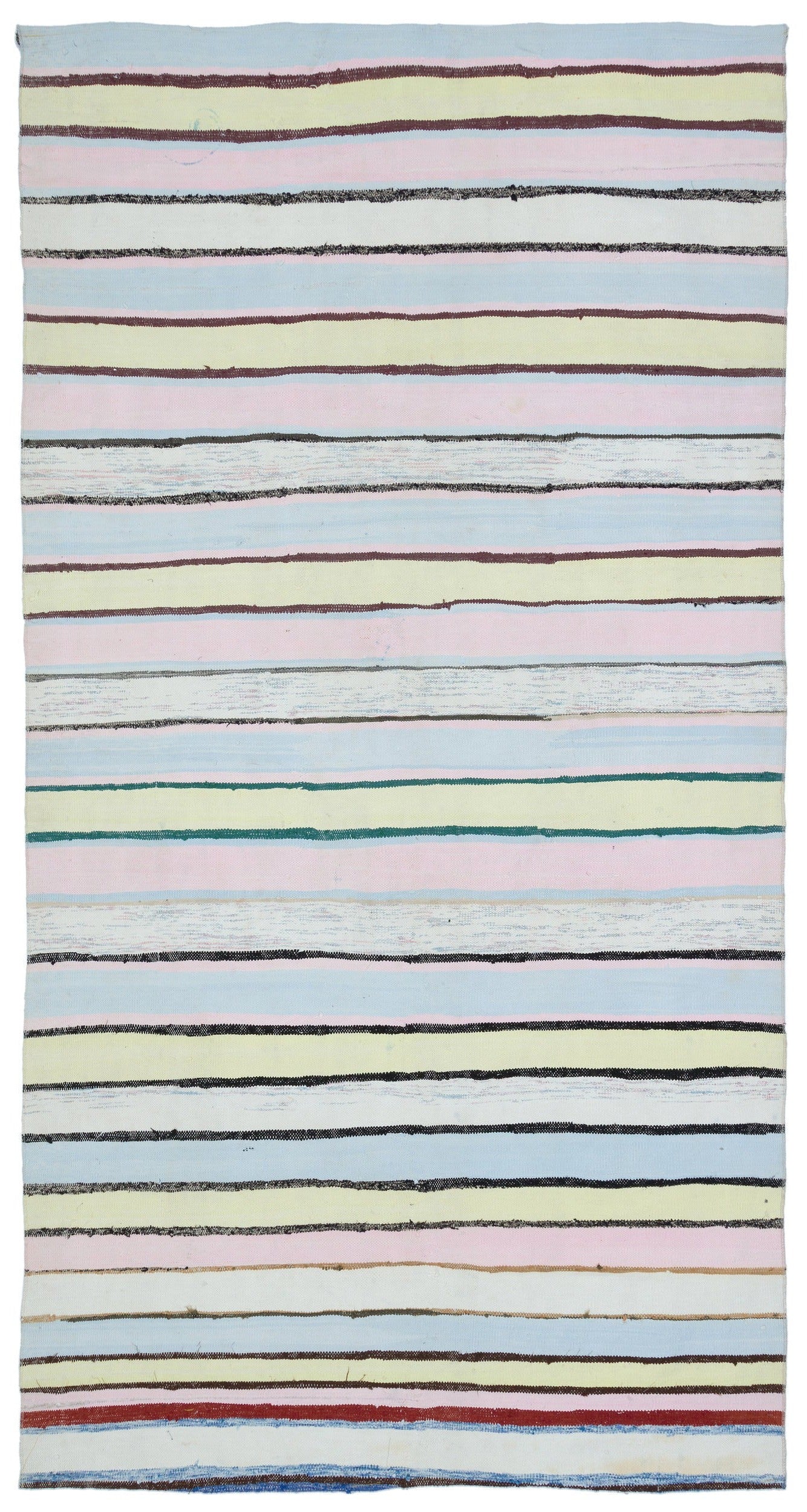 Girit 31961 Beige Striped Wool Handmade Area Rug 5'10" x 9'4"