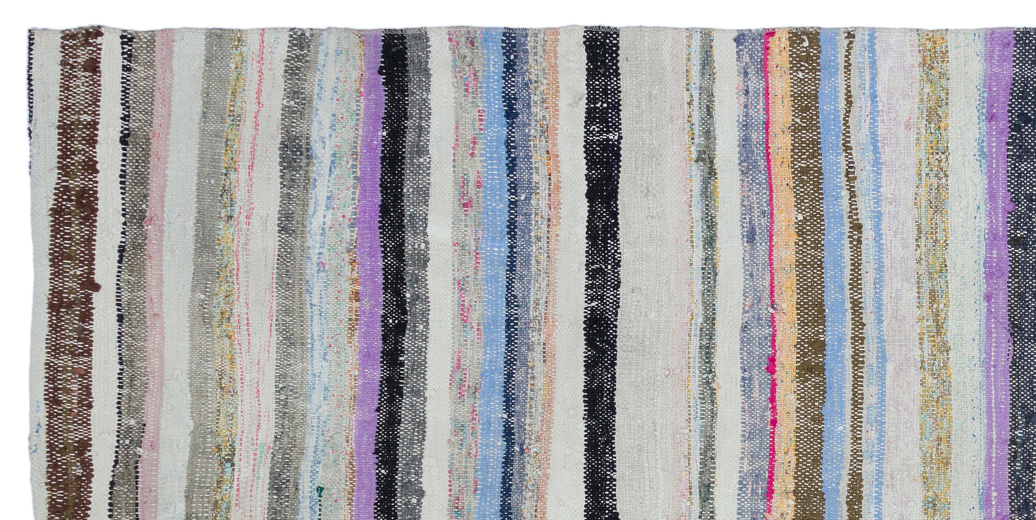Girit 31962 Beige Striped Wool Handmade Area Rug 4'11" x 10'1"