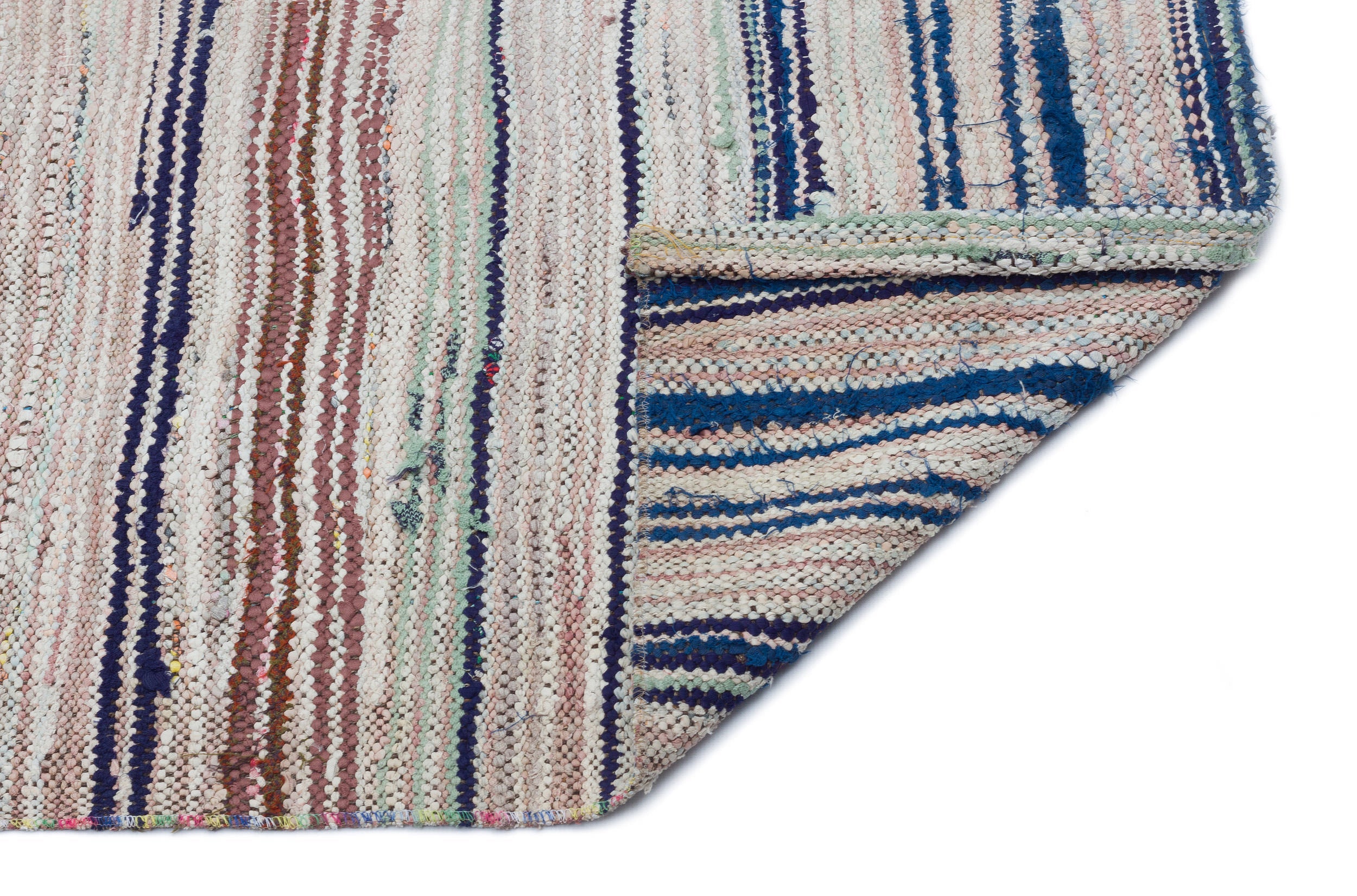 Girit Beige Striped Wool Handmade Area Rug 5'7" x 7'7"