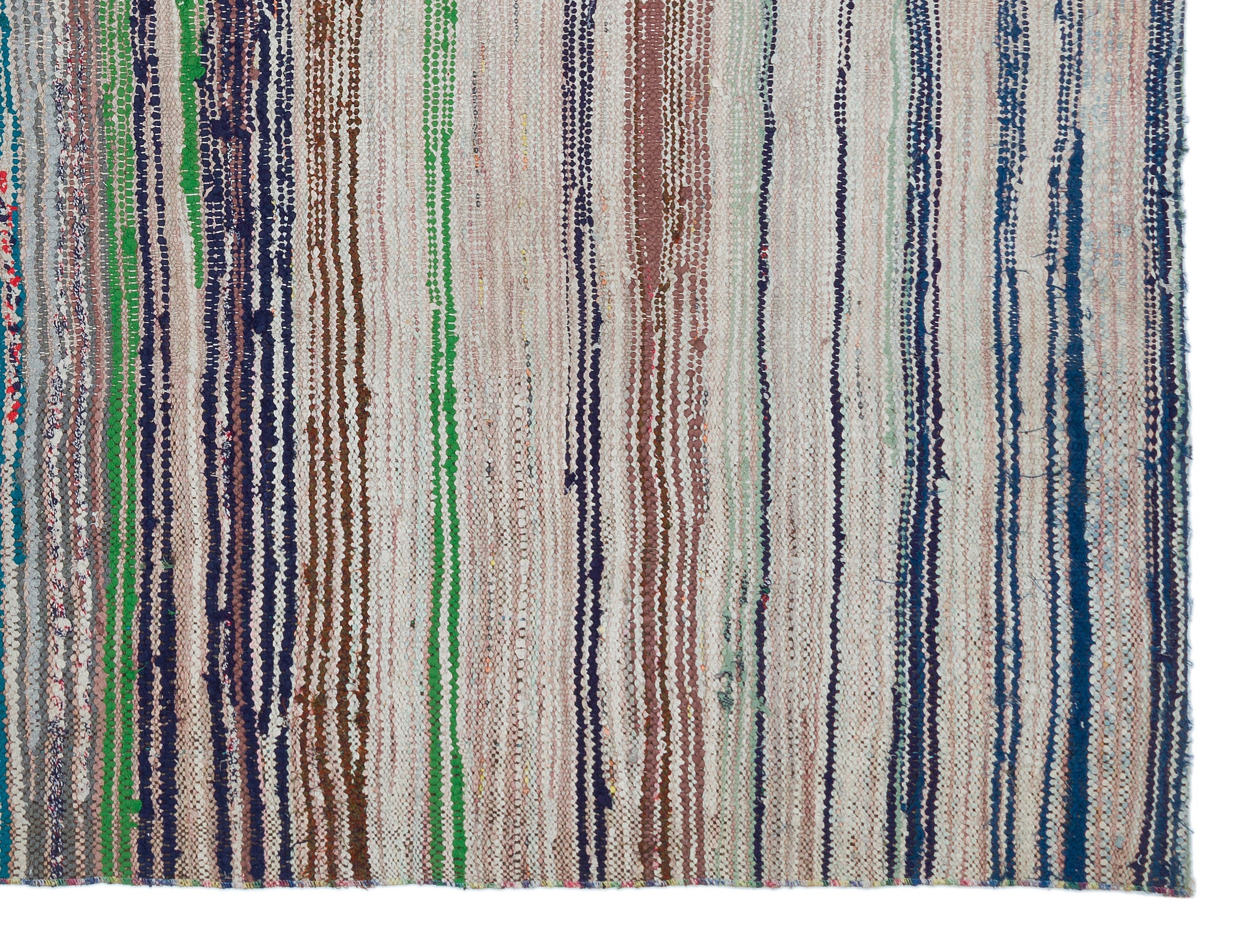 Girit Beige Striped Wool Handmade Area Rug 5'7" x 7'7"