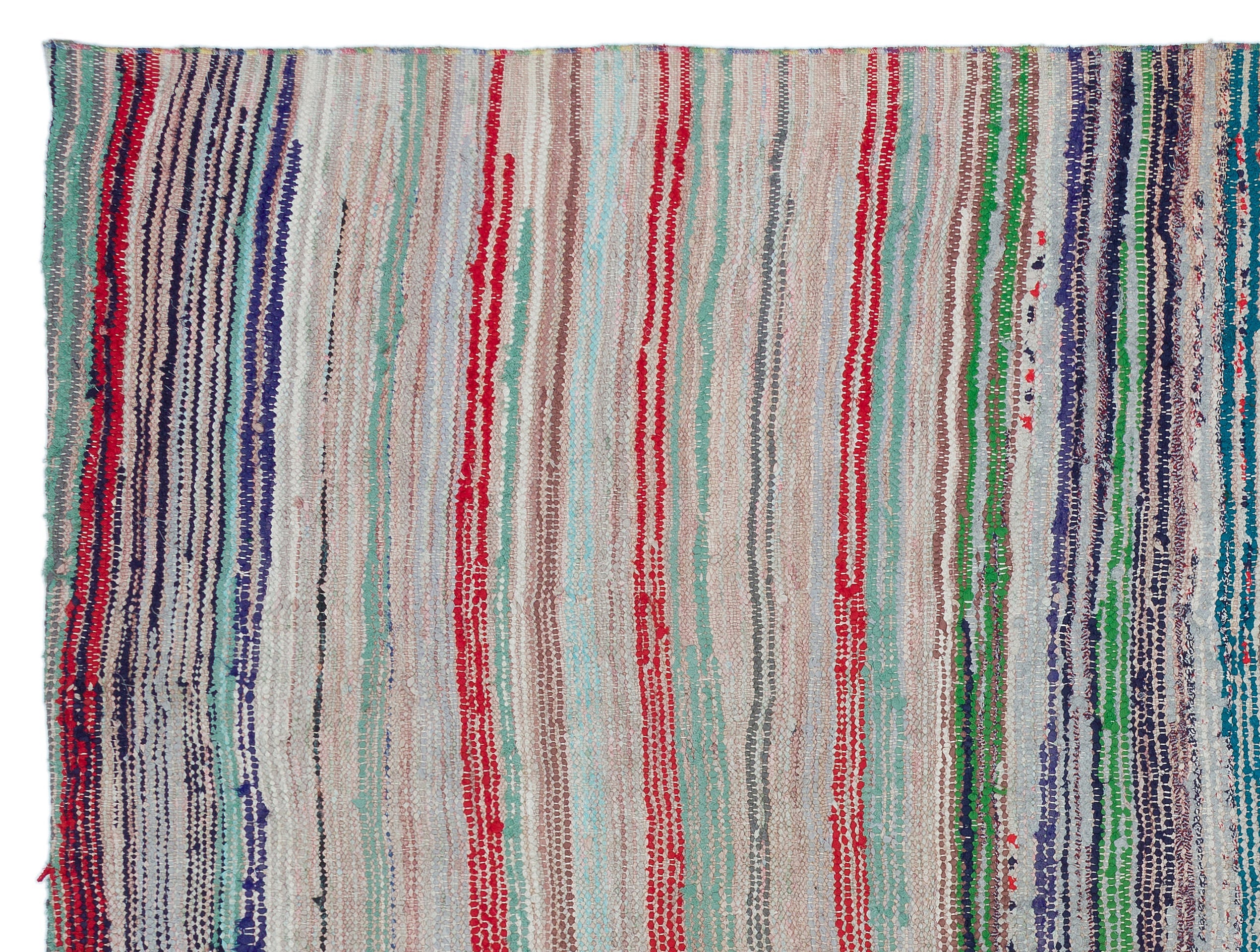 Girit Beige Striped Wool Handmade Area Rug 5'7" x 7'7"