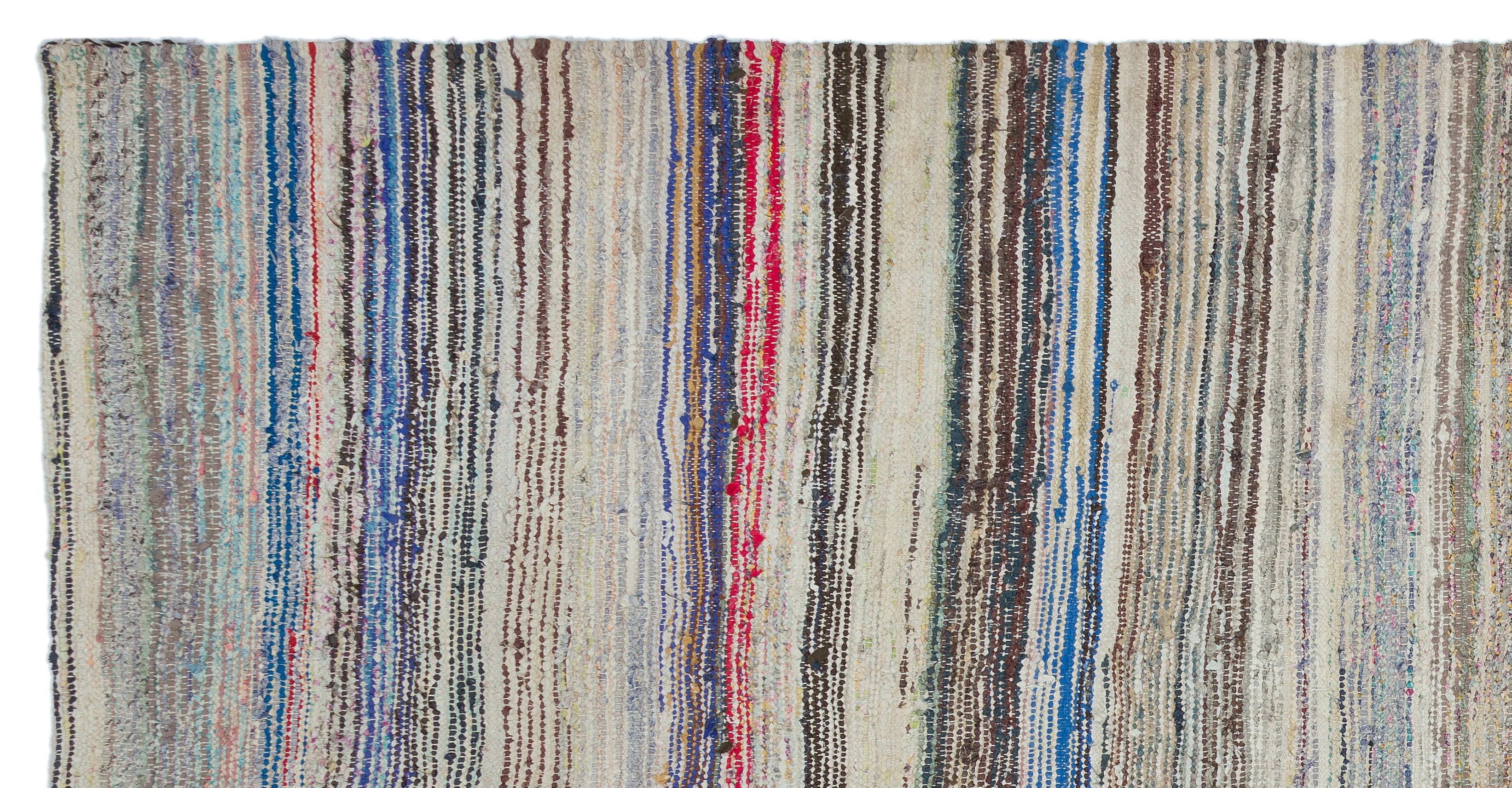 Girit Beige Striped Wool Handmade Area Rug 4'6" x 10'8"