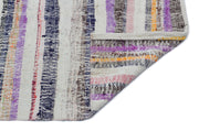 Girit Beige Striped Wool Handmade Area Rug 4'2" x 8'4"
