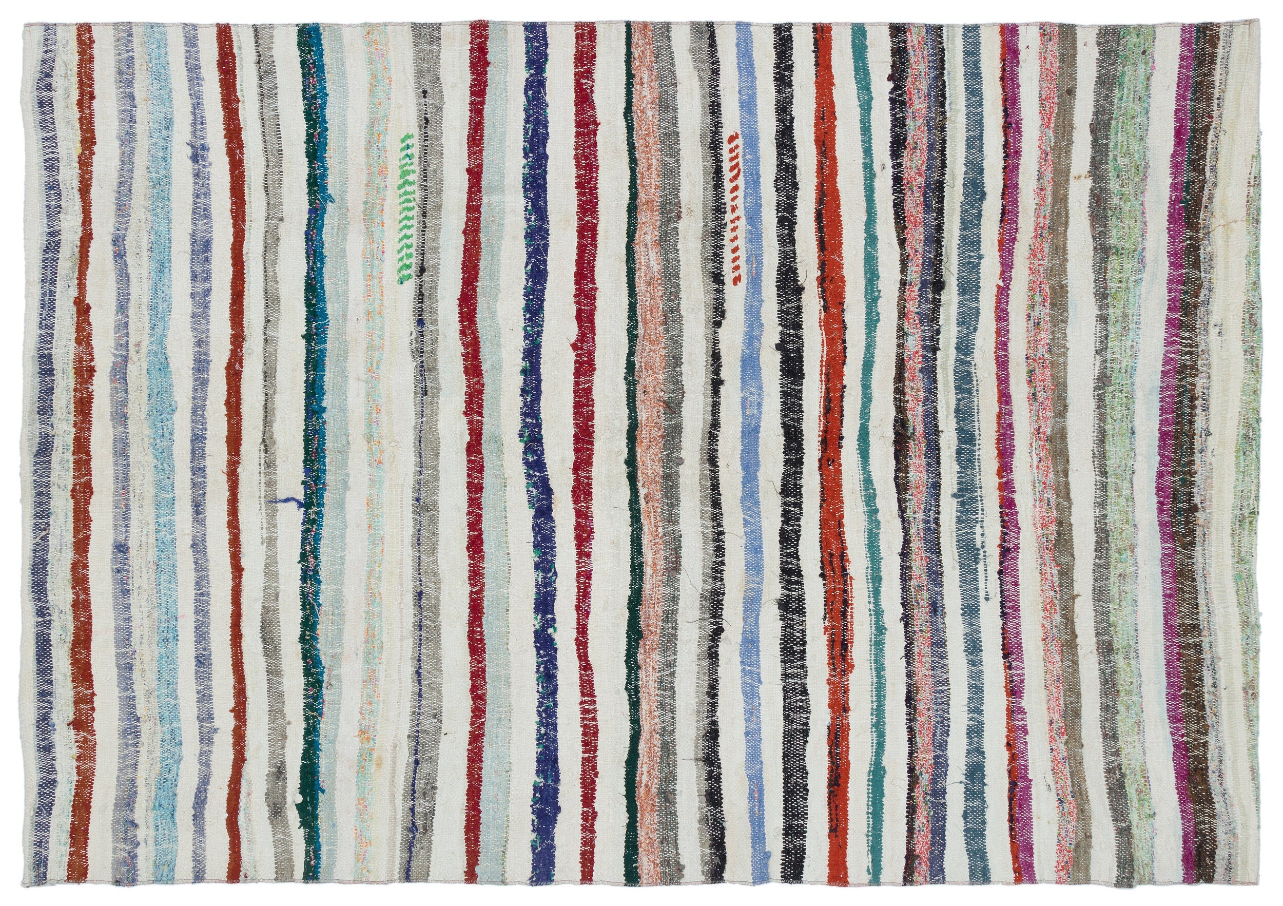 Girit 31972 Beige Striped Wool Handmade Area Rug 5'3" x 8'2"