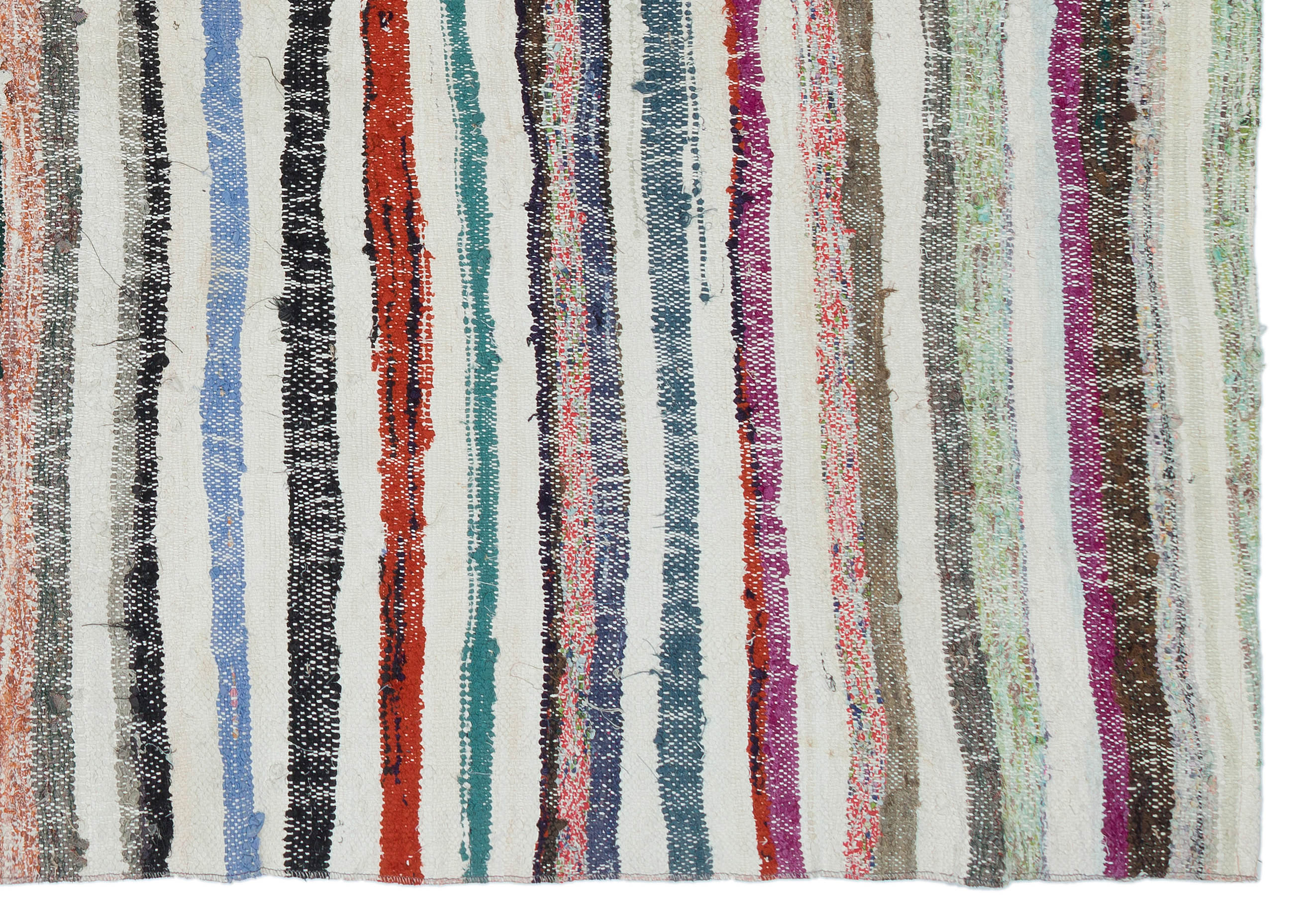 Girit 31972 Beige Striped Wool Handmade Area Rug 5'3" x 8'2"