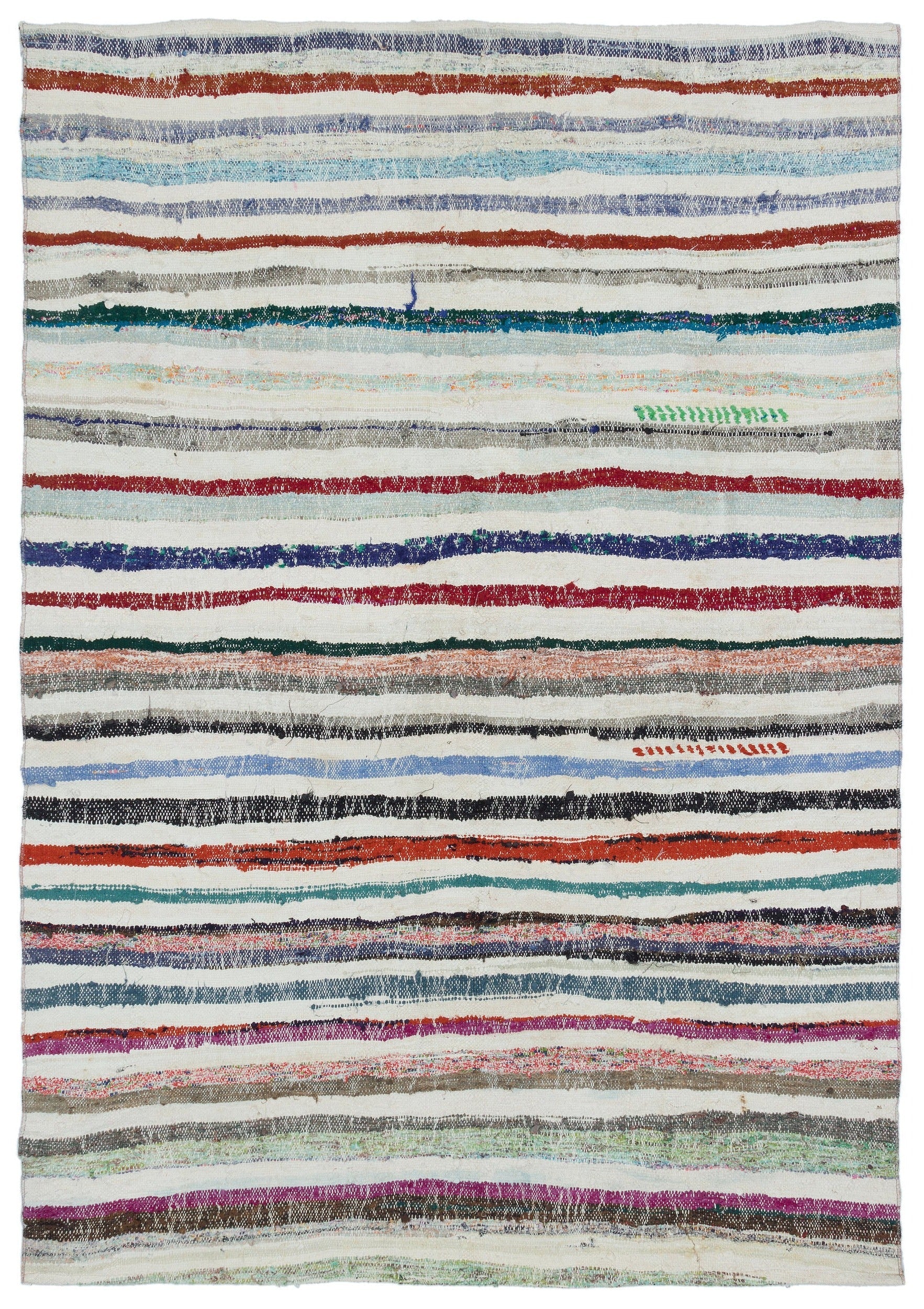 Girit 31972 Beige Striped Wool Handmade Area Rug 5'3" x 8'2"
