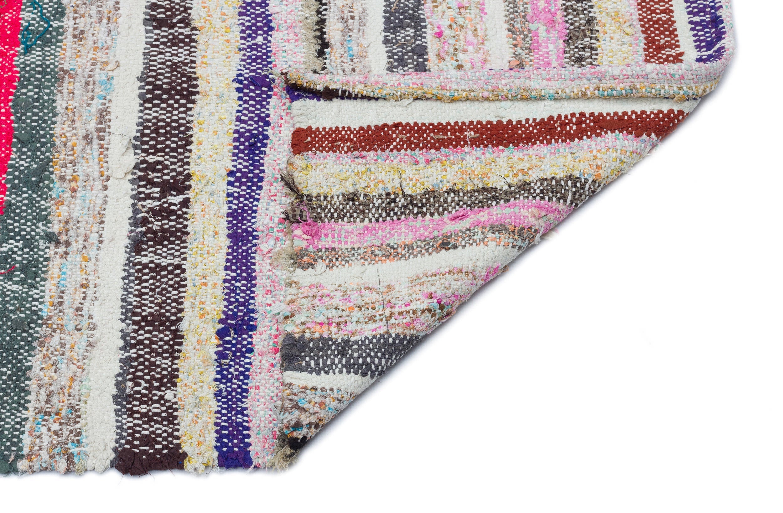 Girit Beige Striped Wool Handmade Area Rug 5'3" x 9'4"
