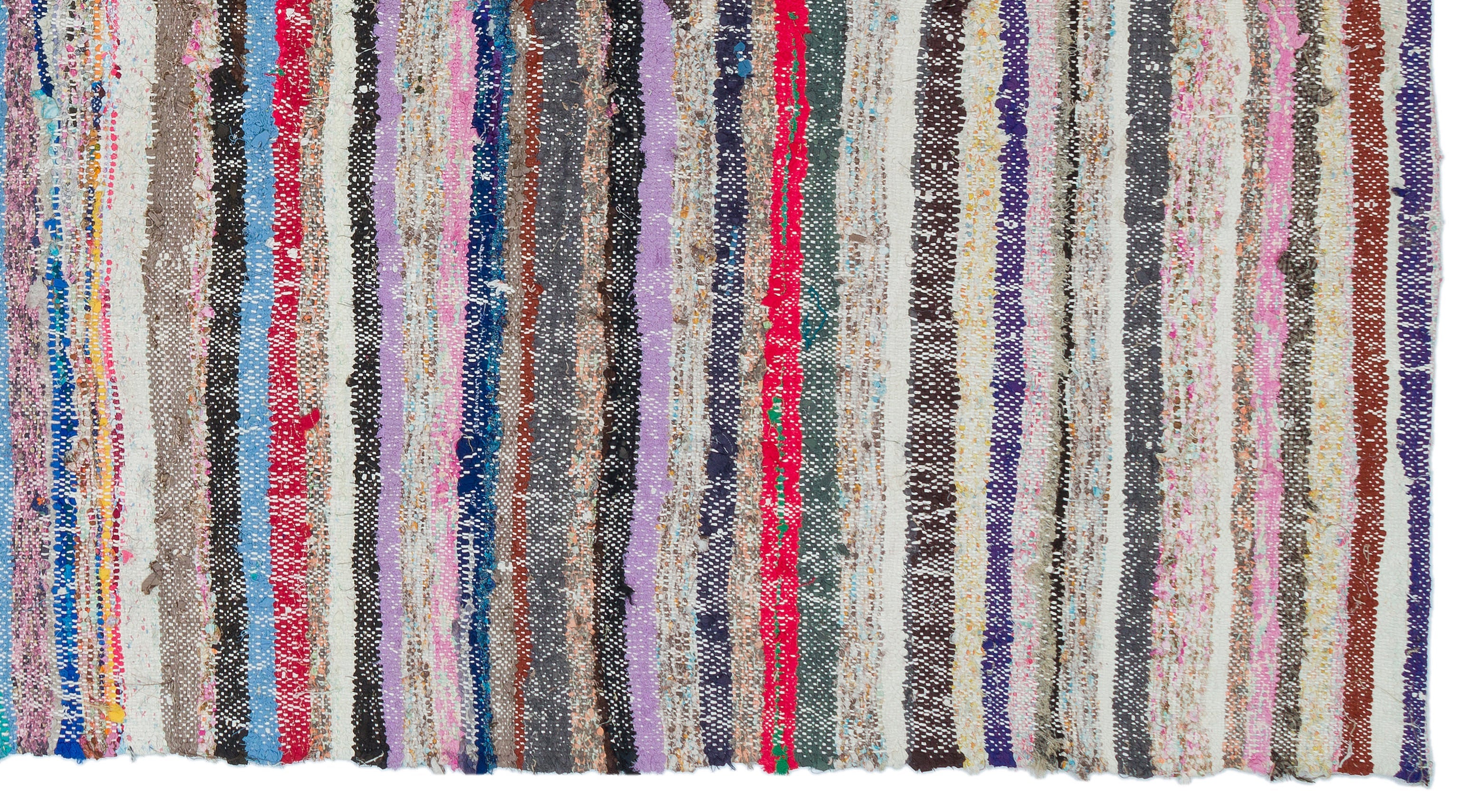 Girit Beige Striped Wool Handmade Area Rug 5'3" x 9'4"