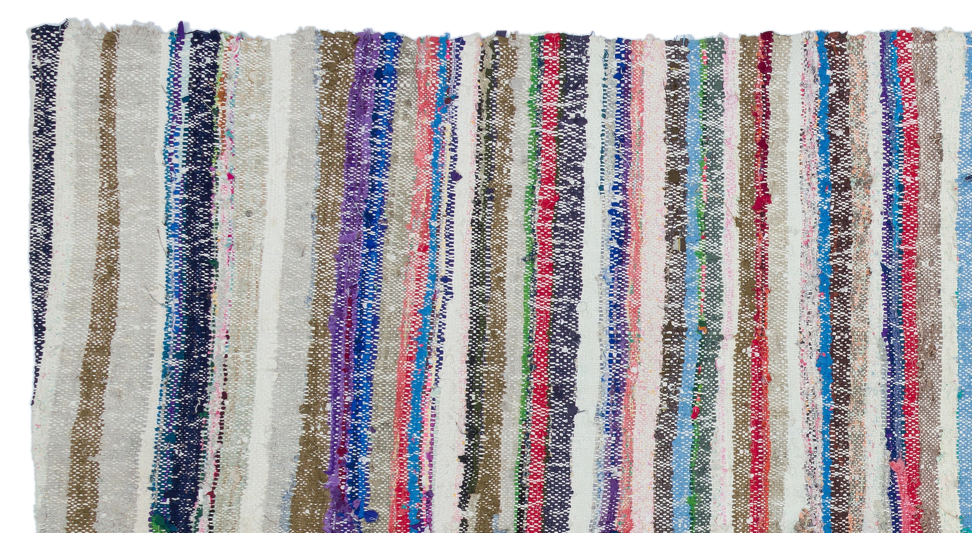Girit Beige Striped Wool Handmade Area Rug 5'3" x 9'4"
