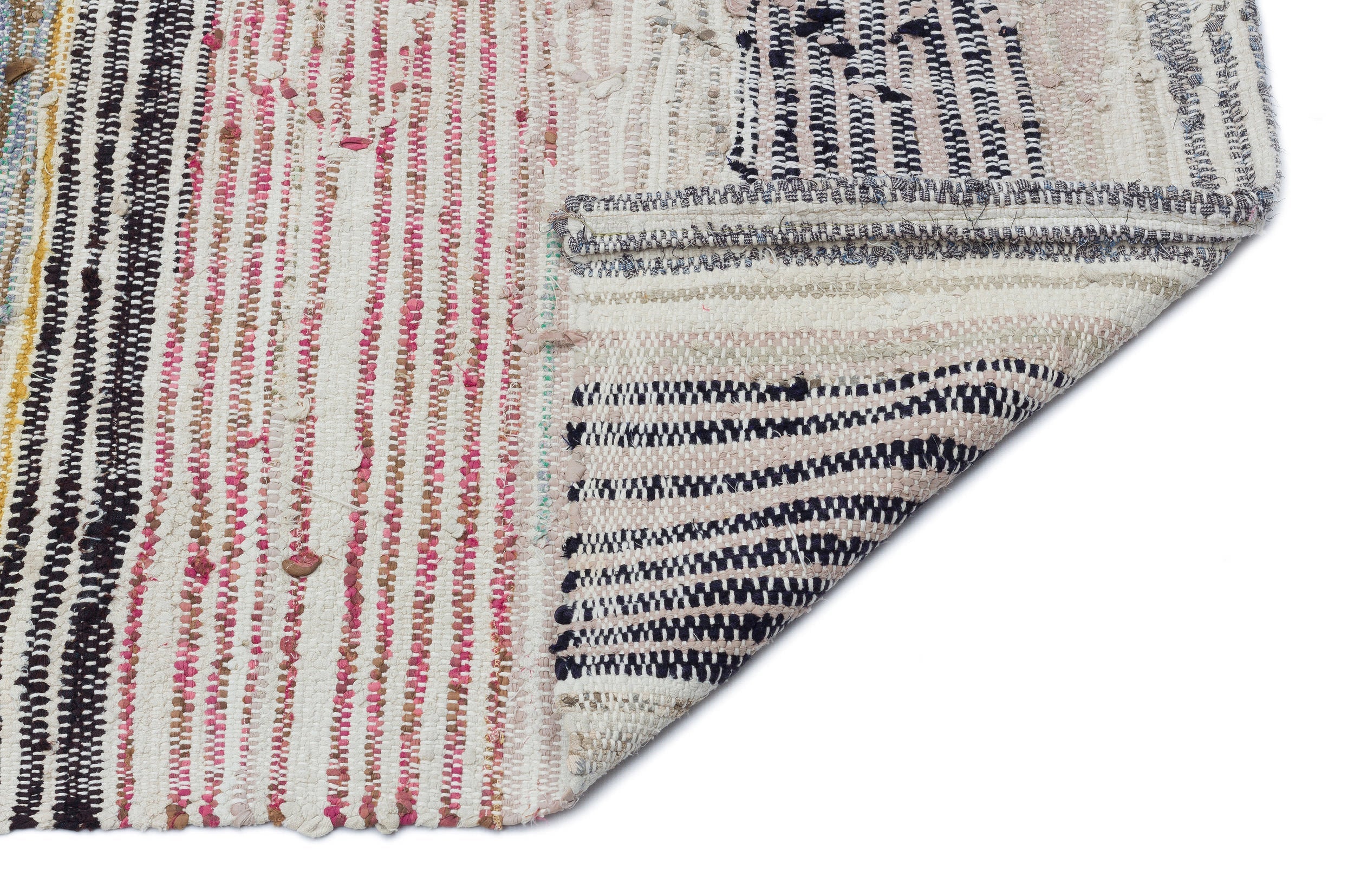 Girit Beige Striped Wool Handmade Area Rug 4'0" x 10'0"