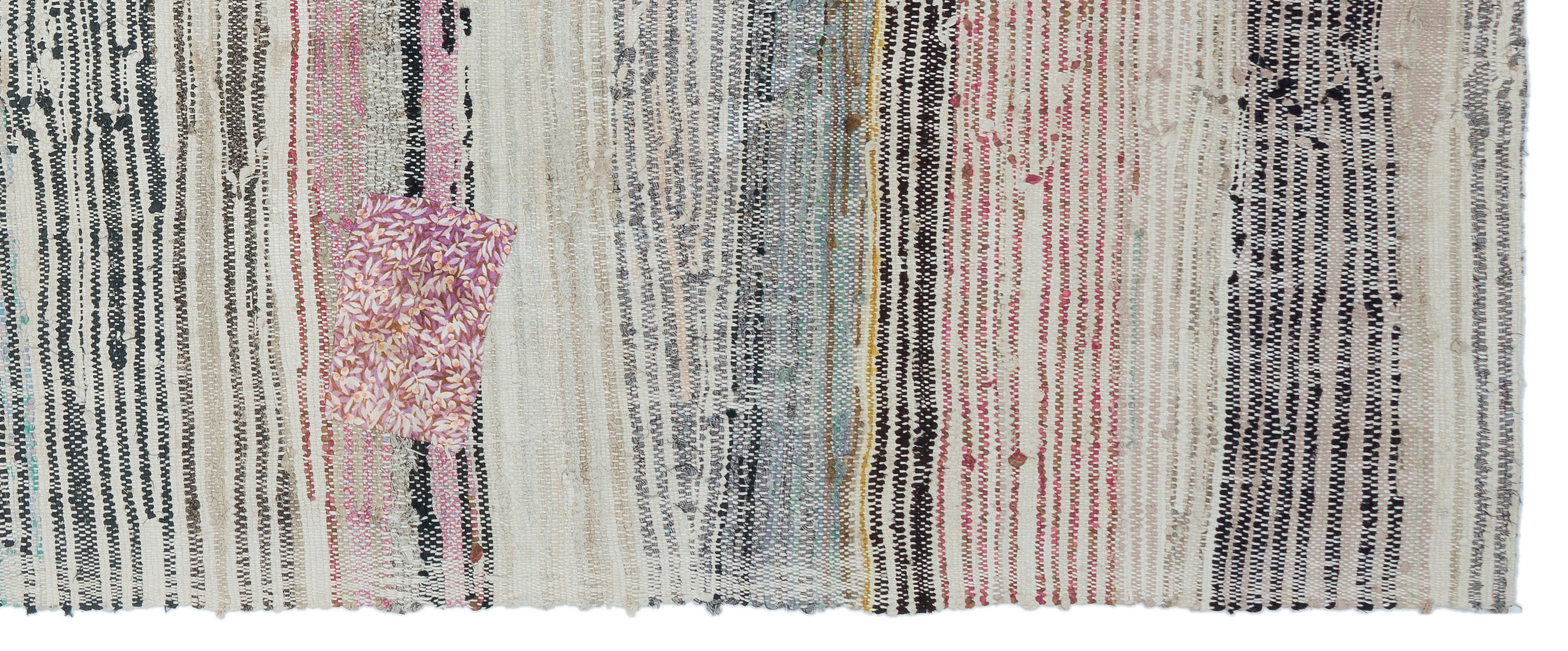 Girit Beige Striped Wool Handmade Area Rug 4'0" x 10'0"