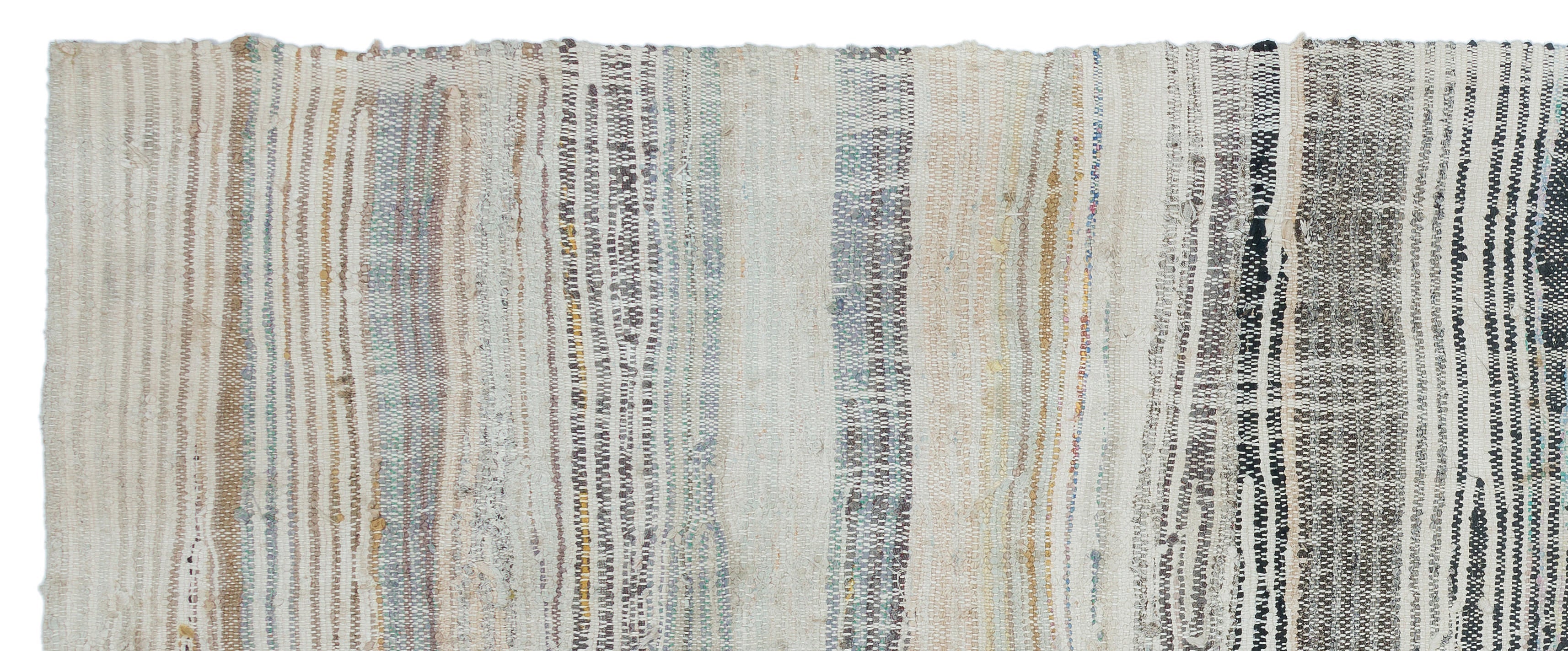 Girit Beige Striped Wool Handmade Area Rug 4'0" x 10'0"