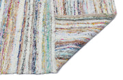 Girit Beige Striped Wool Handmade Area Rug 6'1" x 8'2"