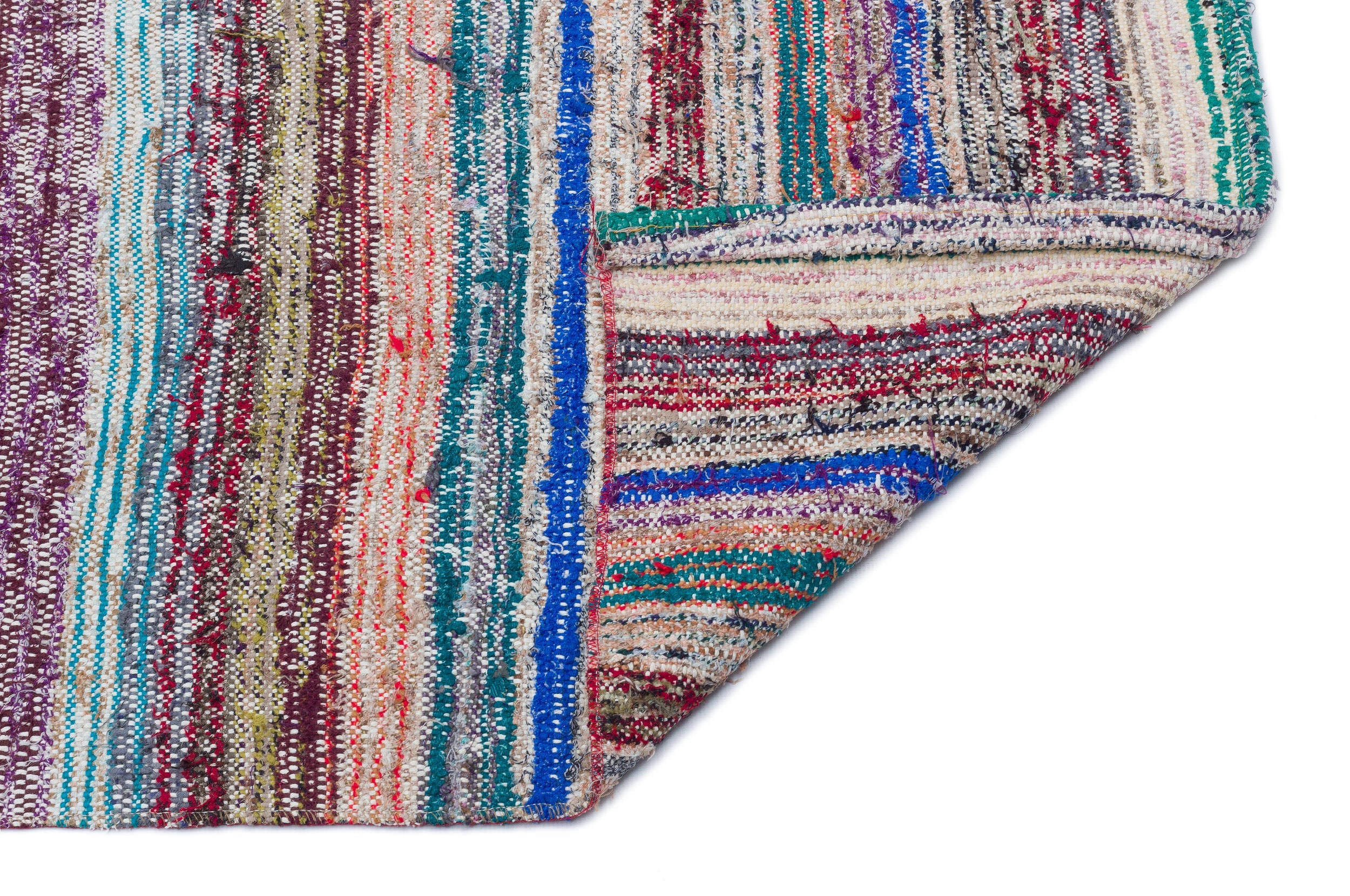 Girit Beige Striped Wool Handmade Area Rug 4'2" x 10'2"