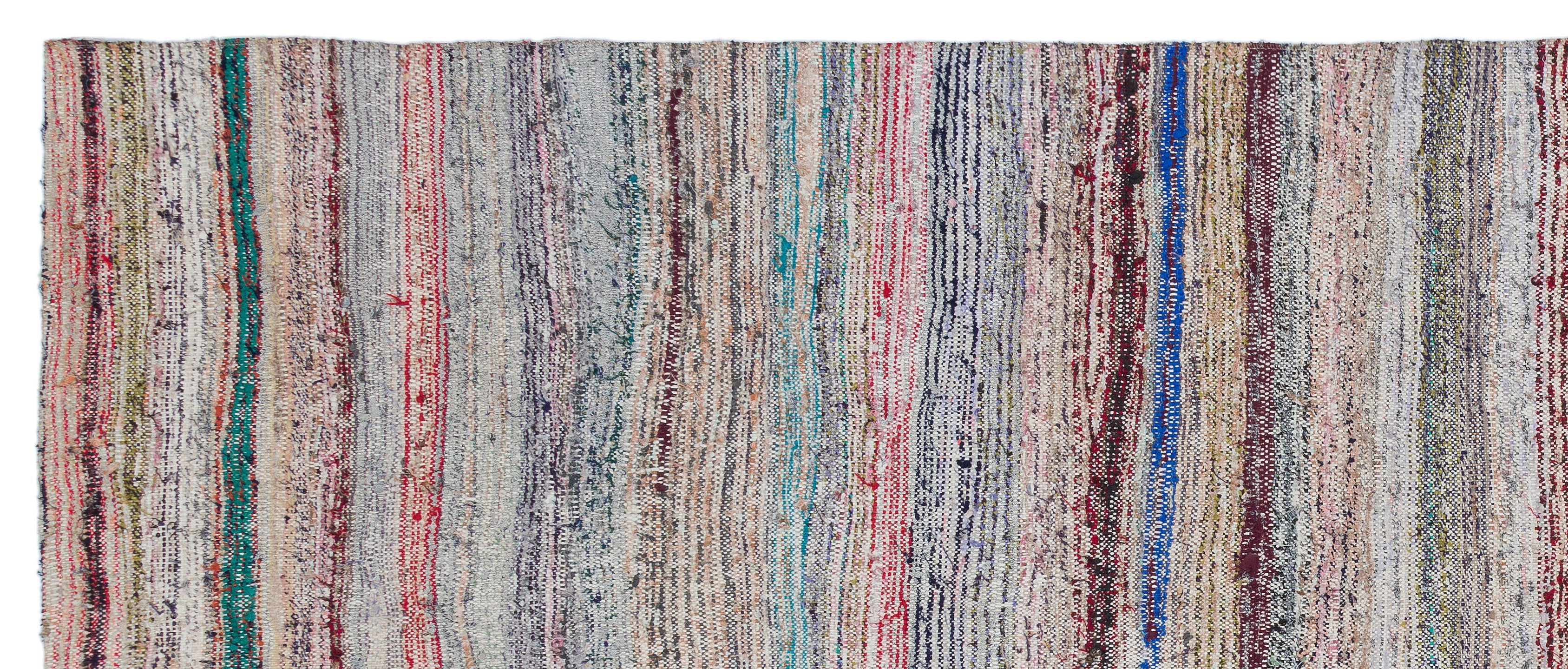 Girit Beige Striped Wool Handmade Area Rug 4'2" x 10'2"