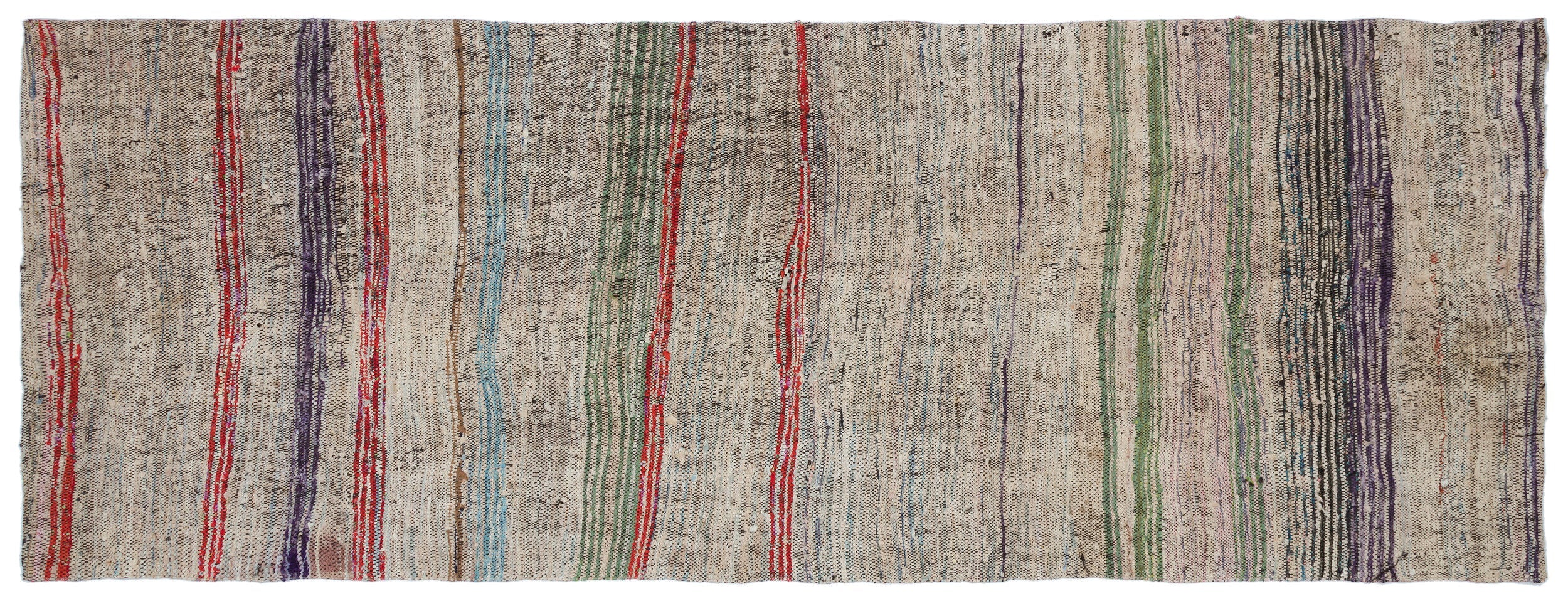 Girit Brown Striped Wool Handmade Area Rug 4'0" x 10'6"