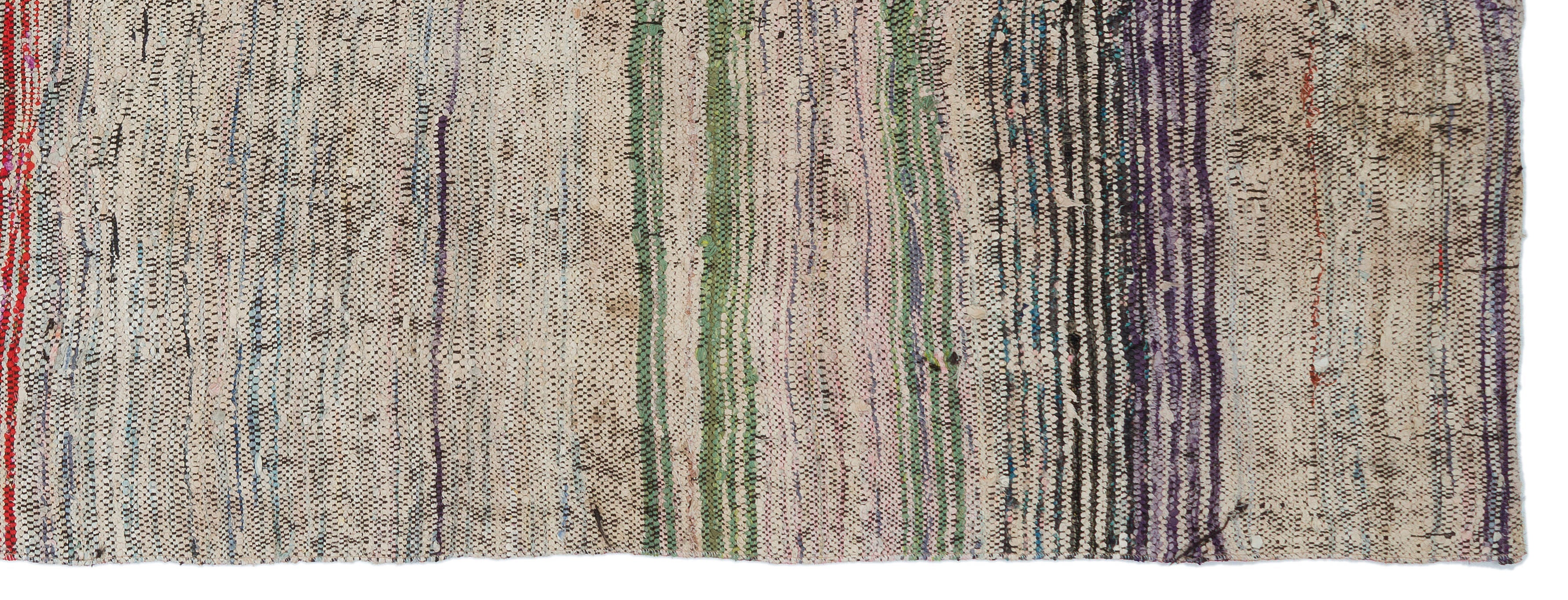 Girit Brown Striped Wool Handmade Area Rug 4'0" x 10'6"