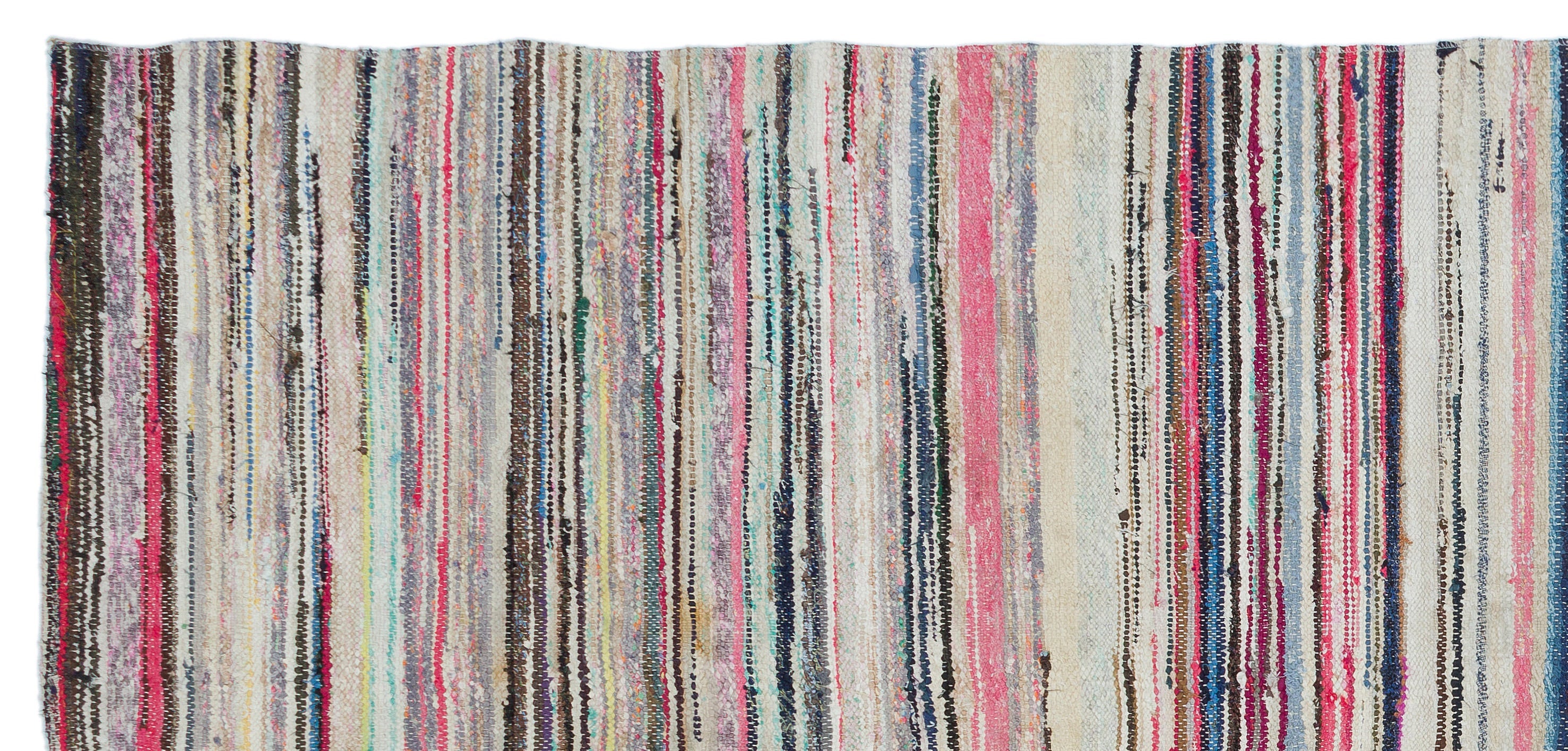 Girit Beige Striped Wool Handmade Area Rug 4'1" x 8'9"