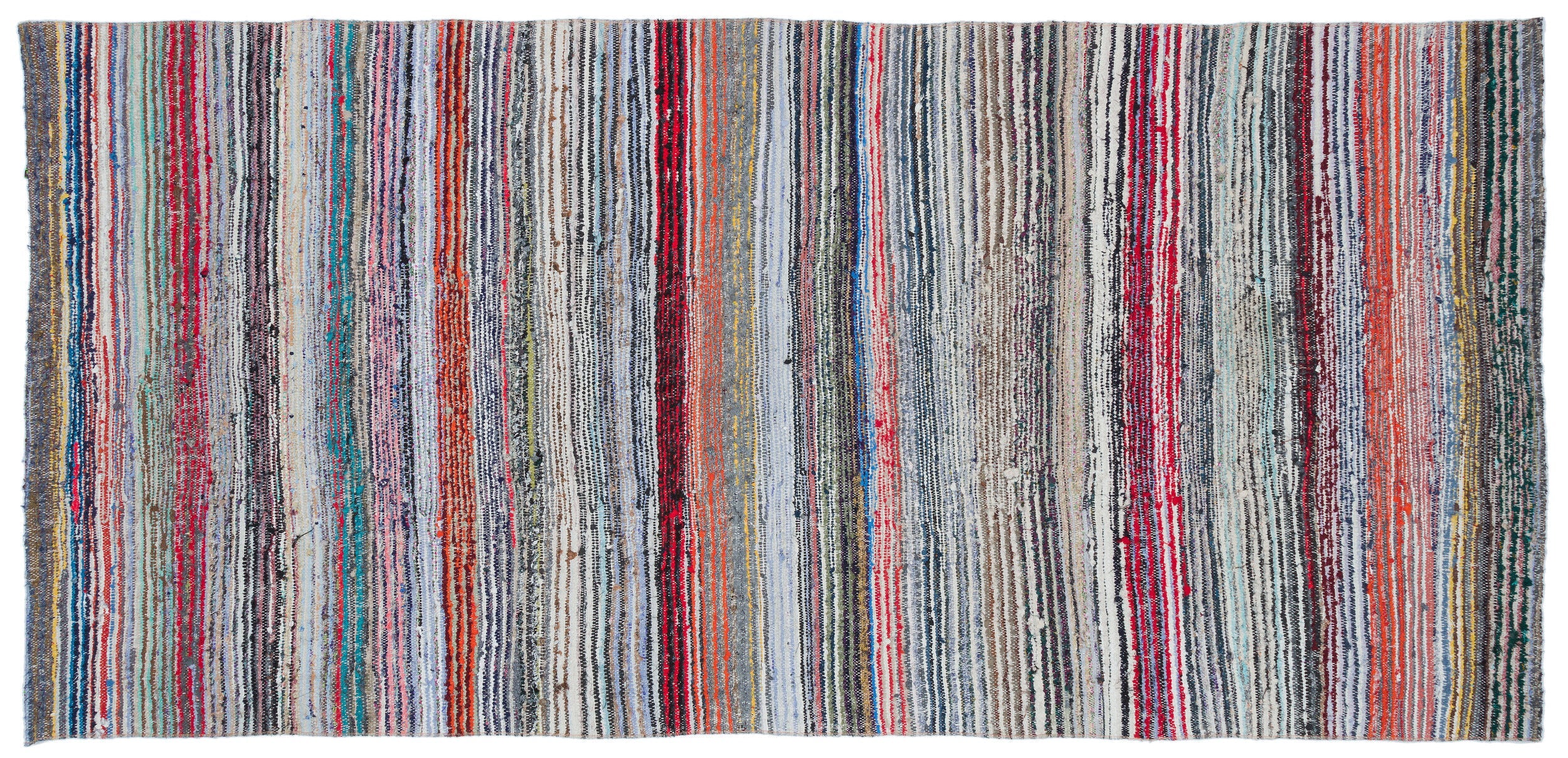 Girit Beige Striped Wool Handmade Area Rug 4'9" x 9'0"