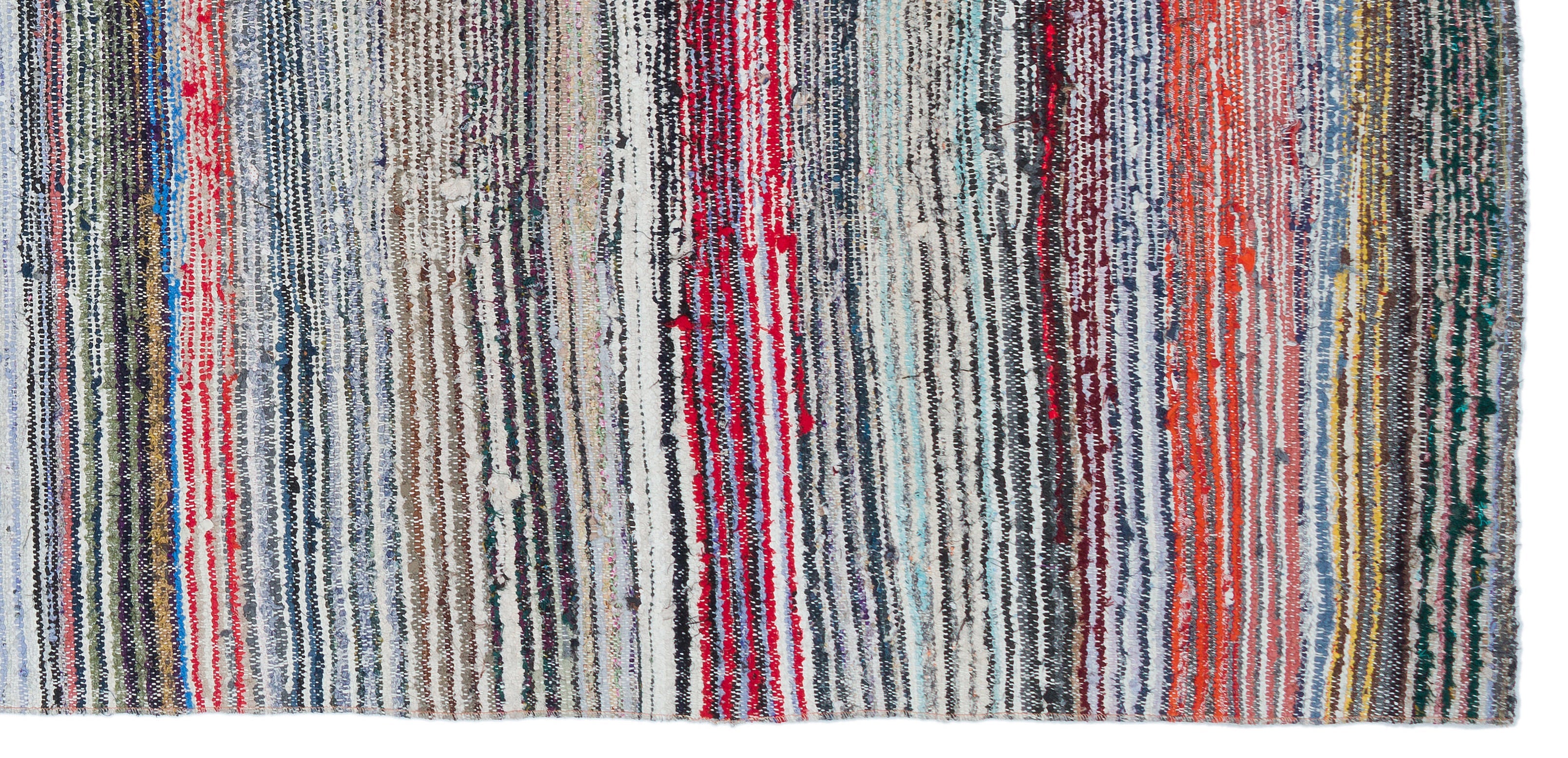 Girit Beige Striped Wool Handmade Area Rug 4'9" x 9'0"