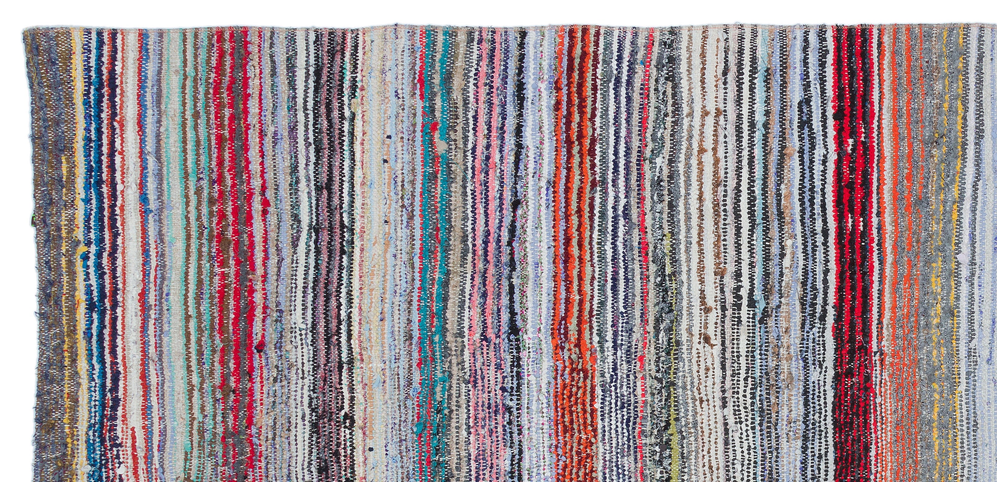 Girit Beige Striped Wool Handmade Area Rug 4'9" x 9'0"