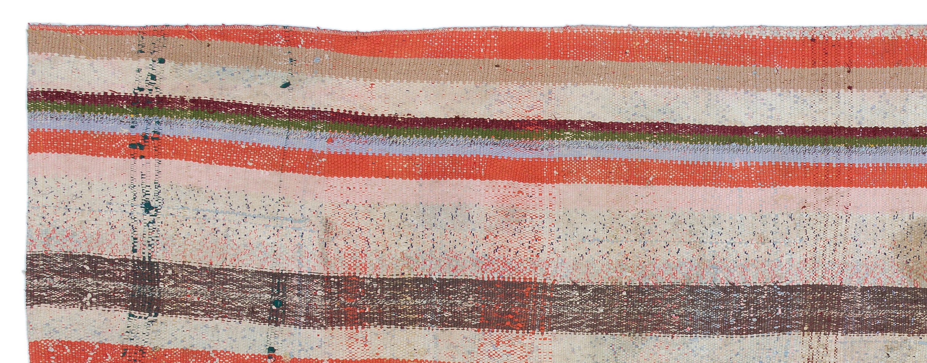 Girit Beige Striped Wool Handmade Area Rug 3'5" x 8'11"