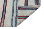 Girit Beige Striped Wool Handmade Area Rug 5'5" x 8'4"