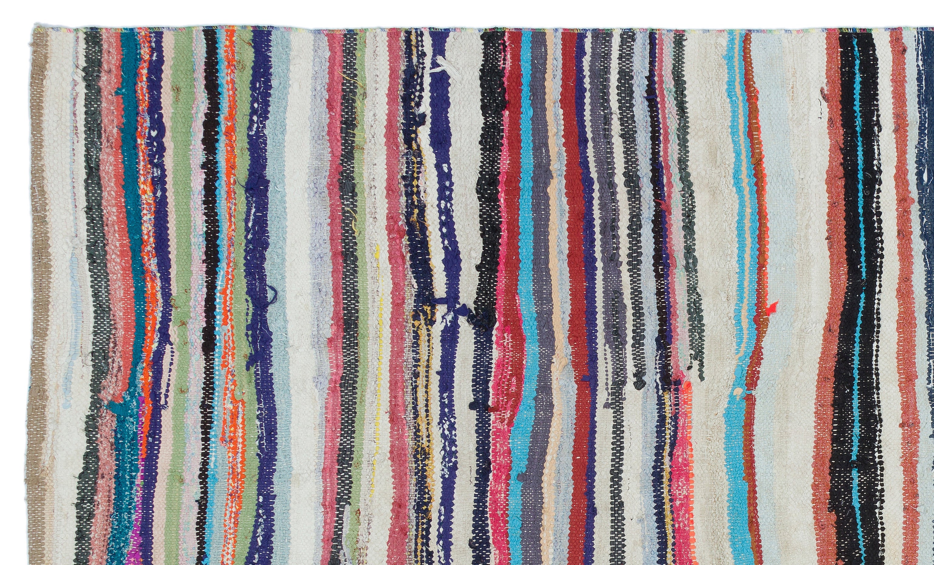 Girit Beige Striped Wool Handmade Area Rug 5'5" x 9'1"
