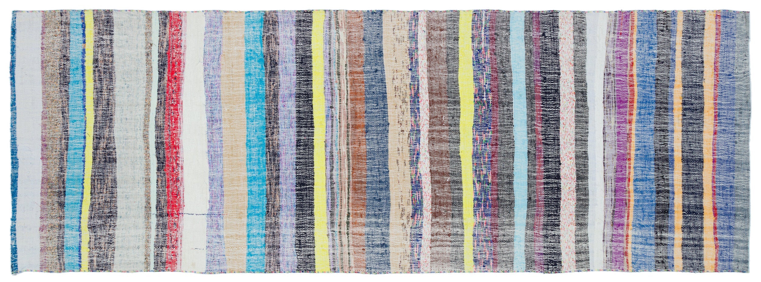 Girit Beige Striped Wool Handmade Area Rug 3'7" x 10'3"